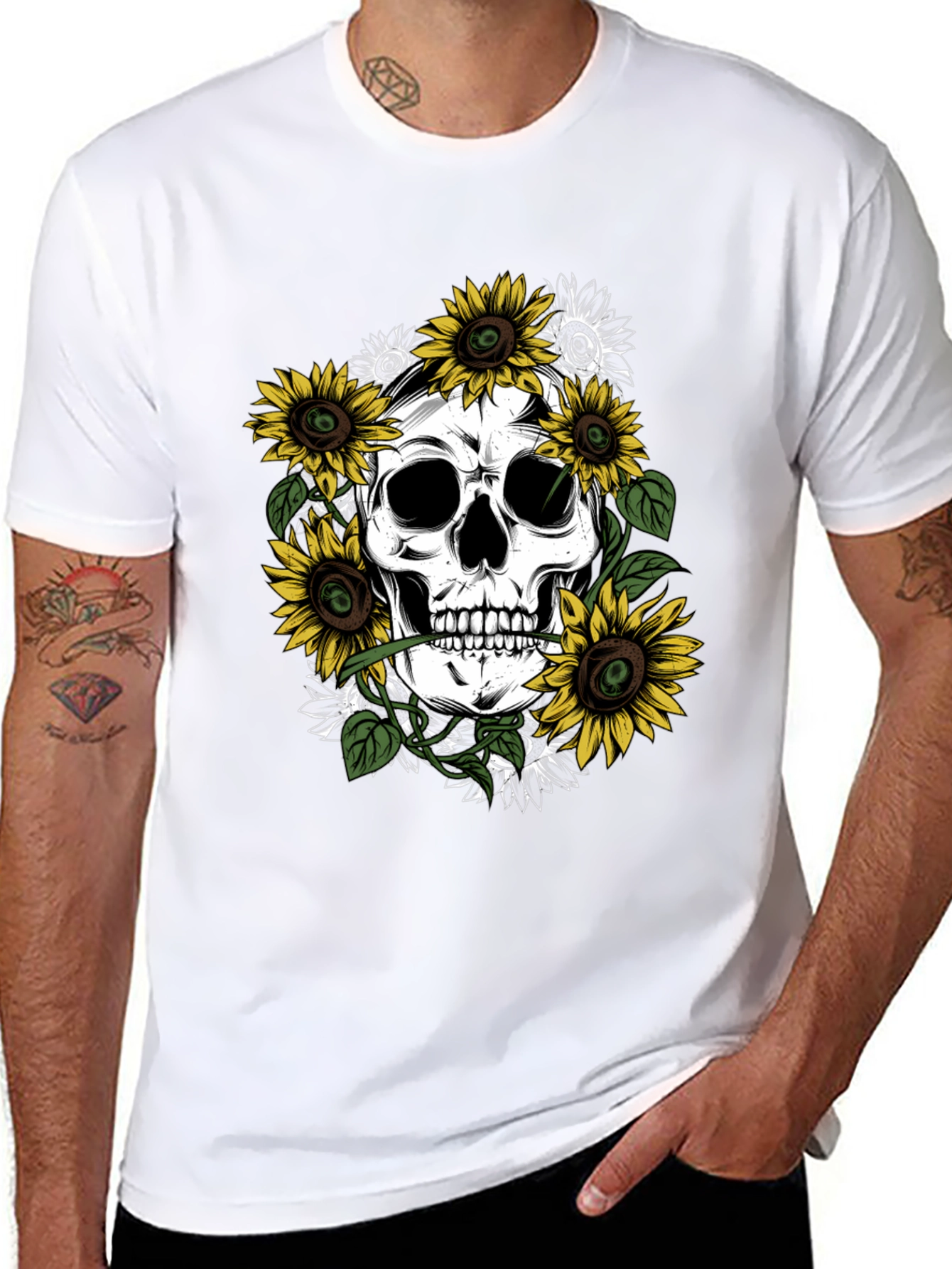 Sunflower Skull Graphic Tee