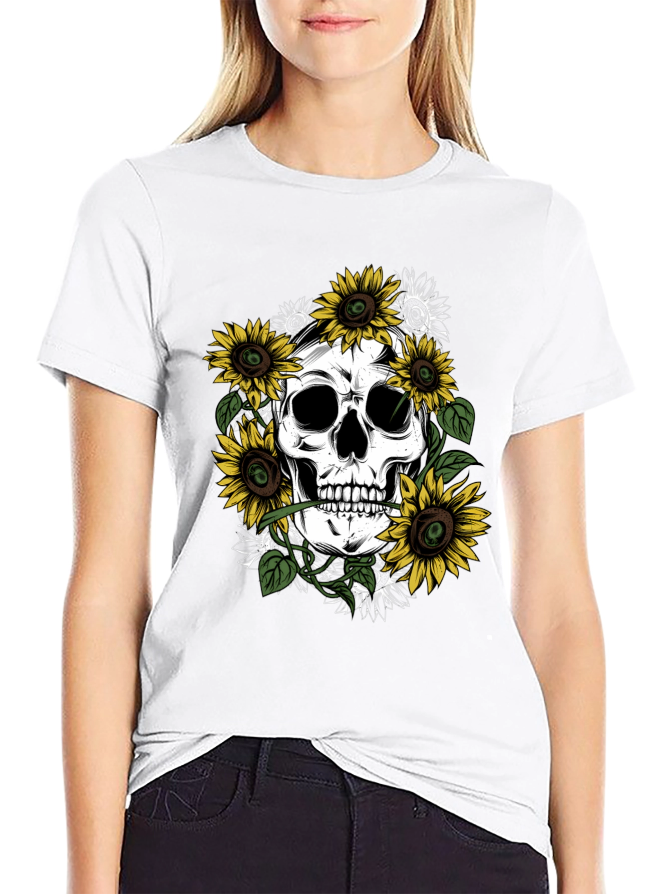 Sunflower Skull Graphic Tee