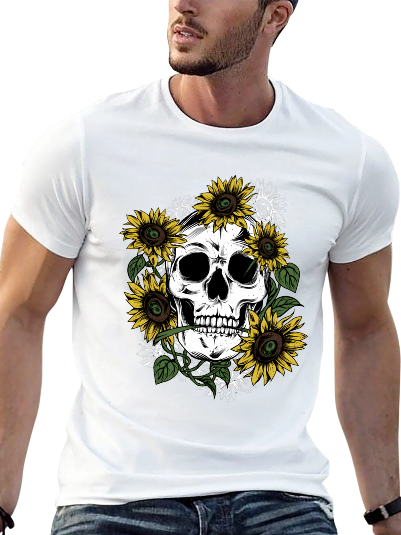 Sunflower Skull Graphic Tee