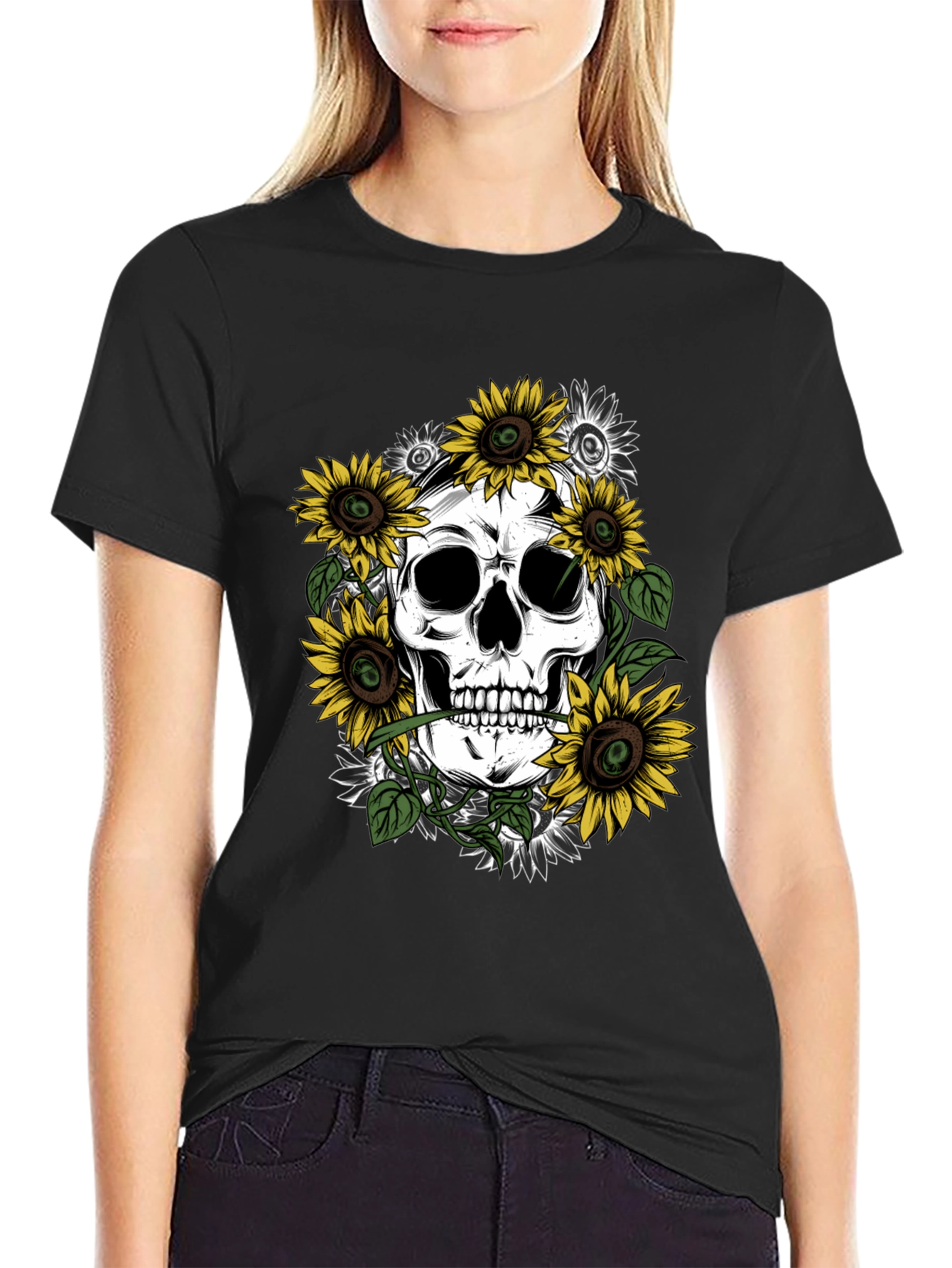 Sunflower Skull Graphic Tee