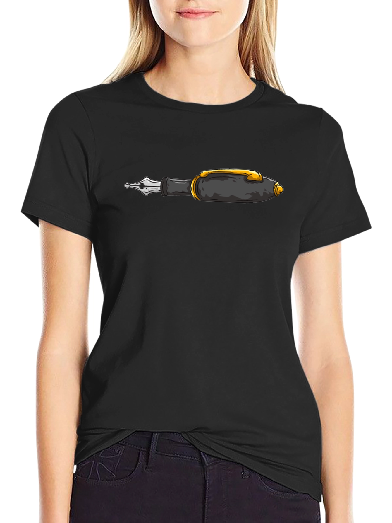 Fountain Pen Graphic Black T-Shirt