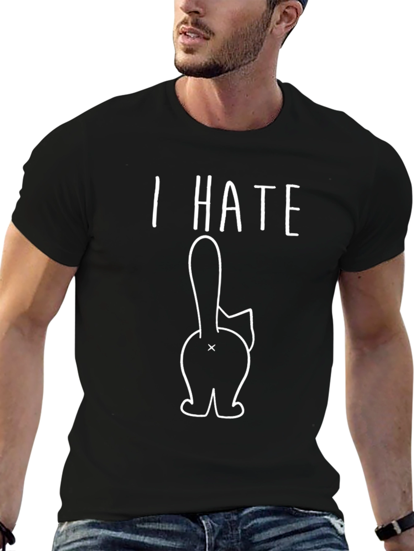 I Hate Cat Butts Black Graphic Tee