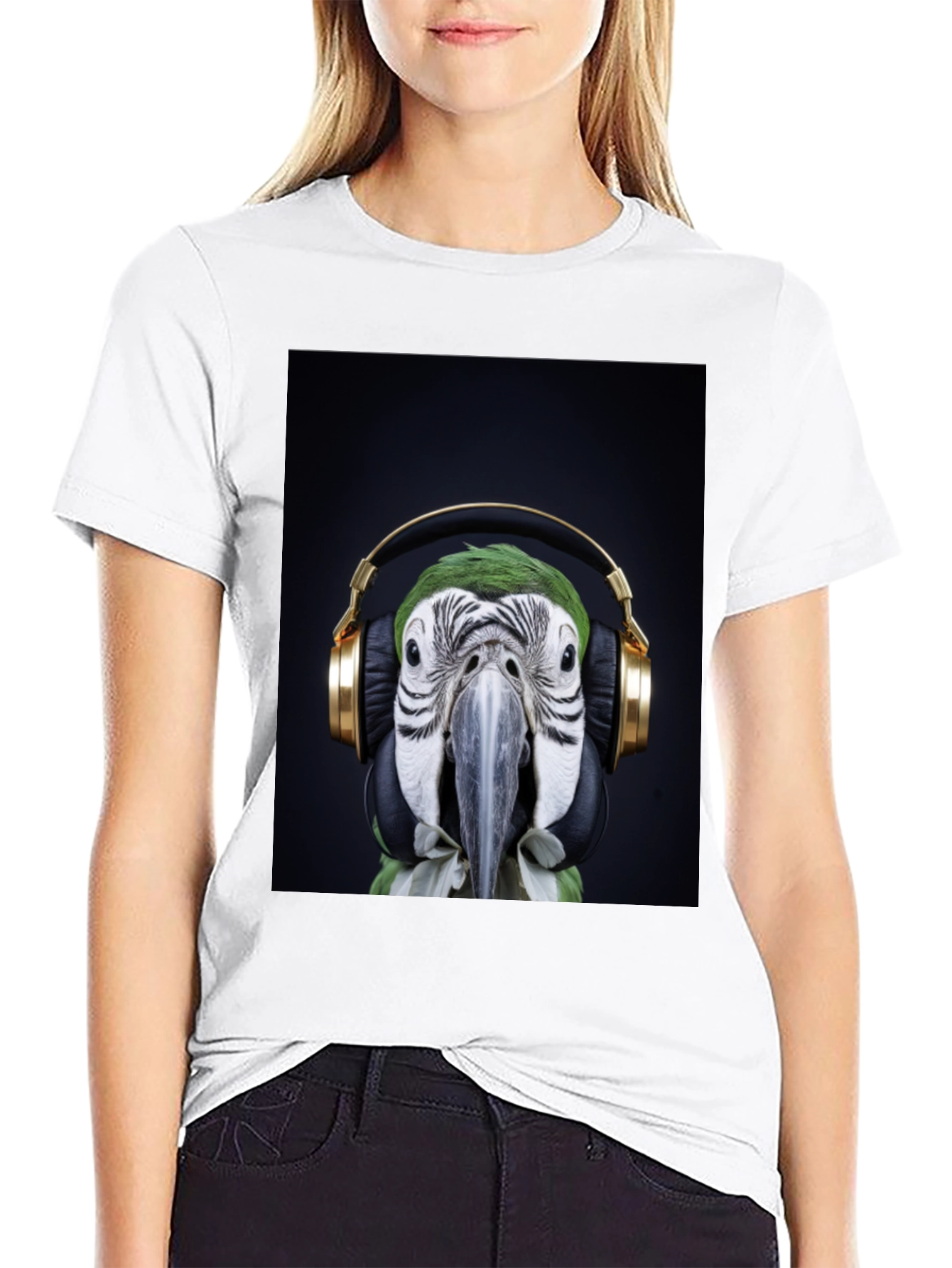 Parrot DJ Graphic Tee - Cool Bird with Headphones