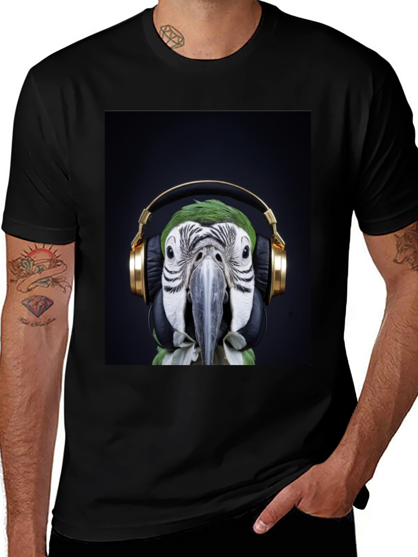 Parrot DJ Graphic Tee - Cool Bird with Headphones