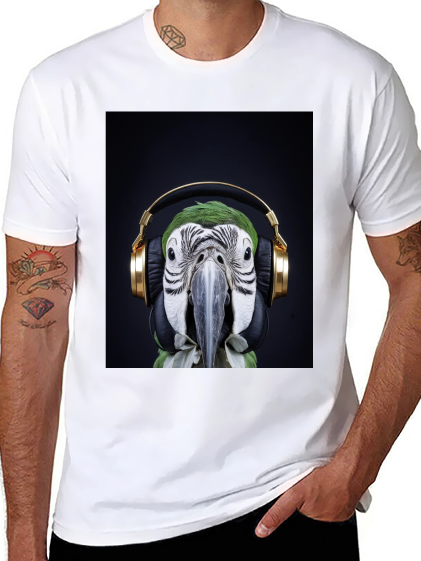 Parrot DJ Graphic Tee - Cool Bird with Headphones