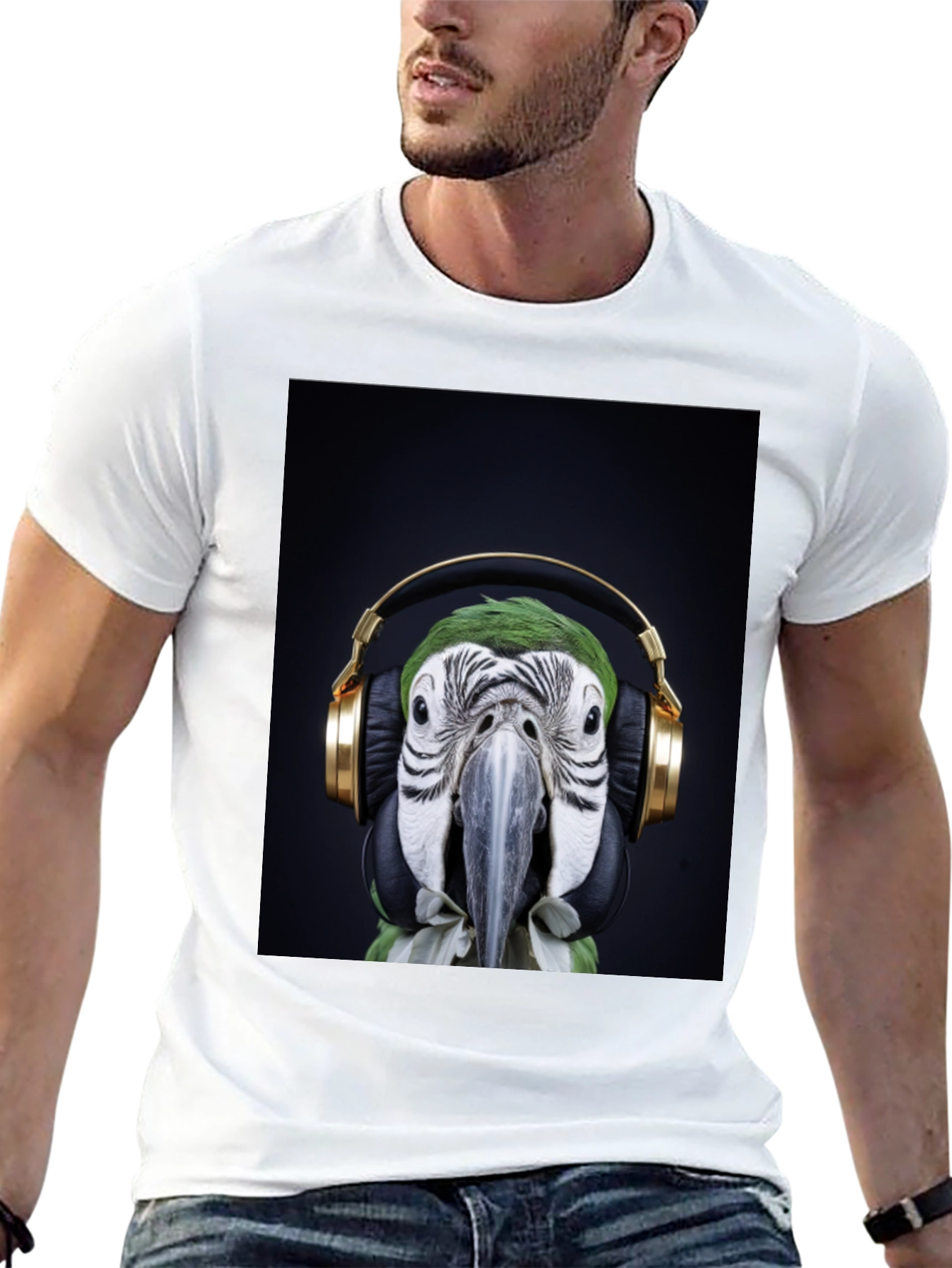 Parrot DJ Graphic Tee - Cool Bird with Headphones