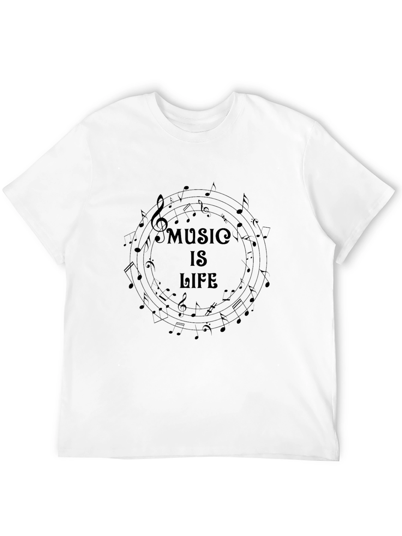 Music is Life Graphic Tee - Black Cotton Blend