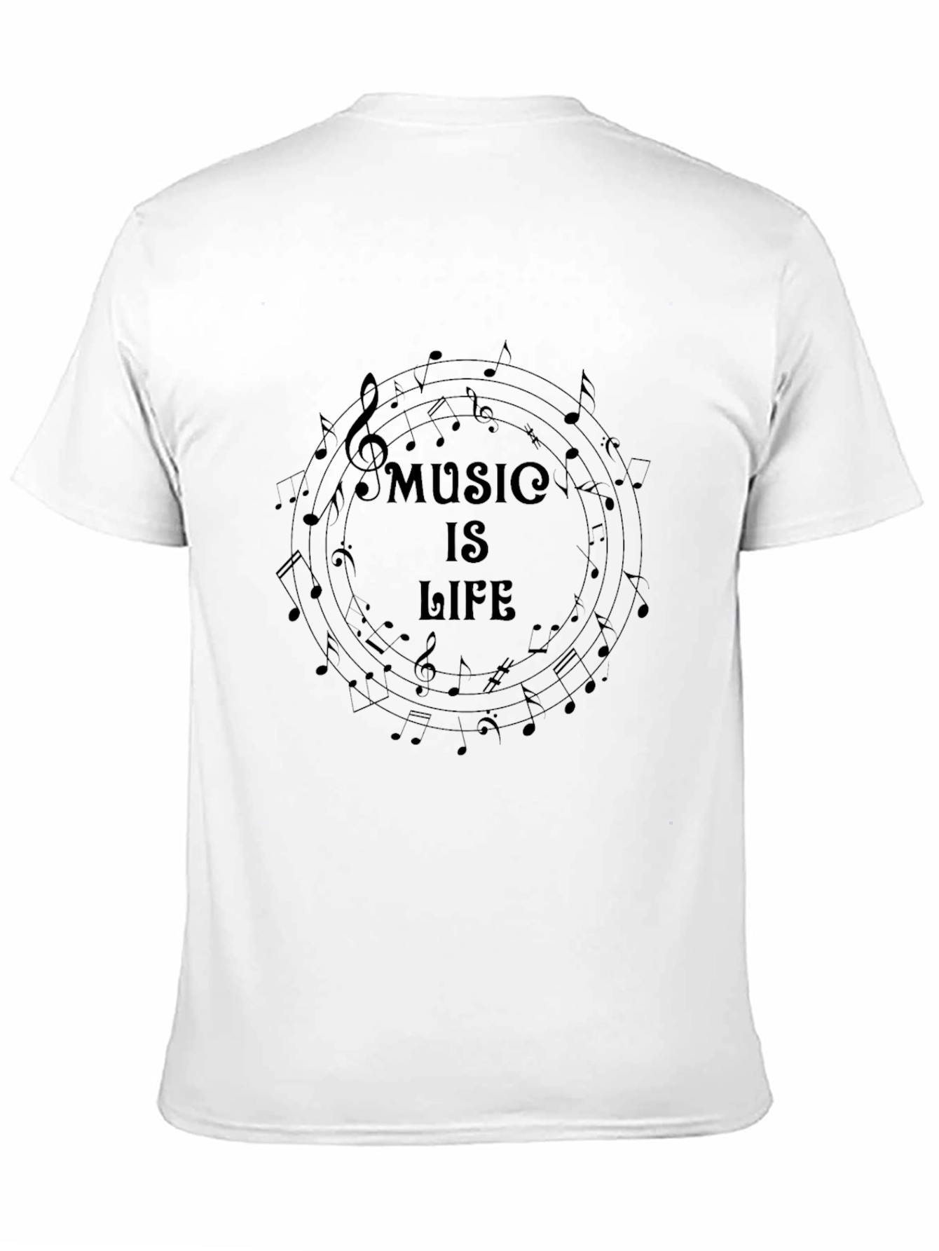 Music is Life Graphic Tee - Black Cotton Blend