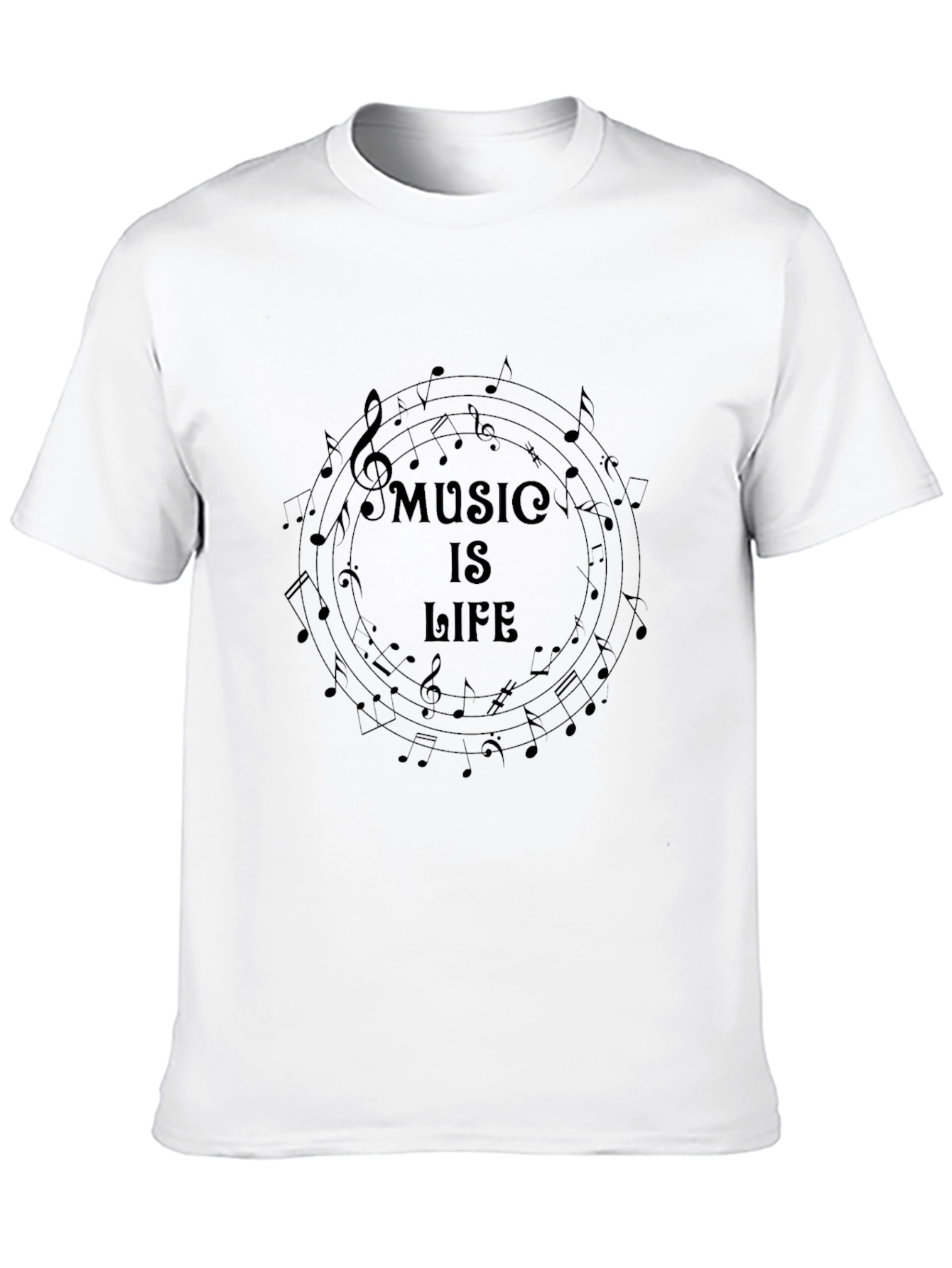 Music is Life Graphic Tee - Black Cotton Blend