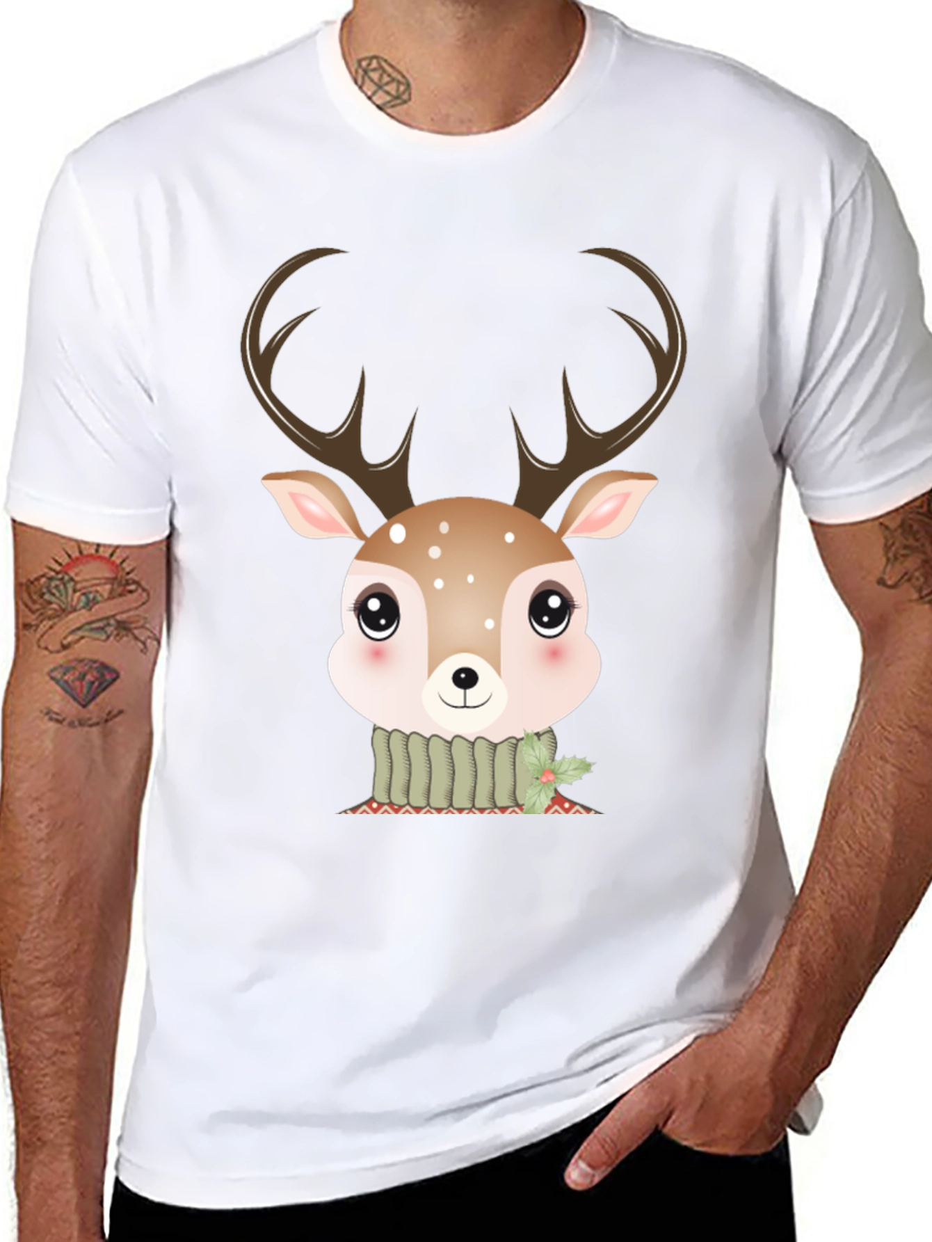 Cute Deer Graphic Tee - Holiday Season