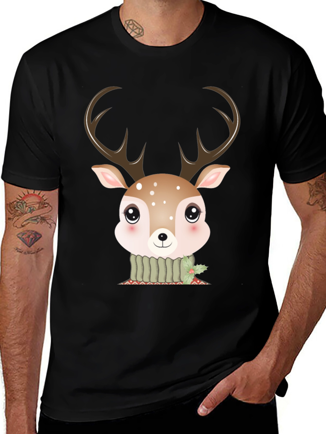 Cute Deer Graphic Tee - Holiday Season
