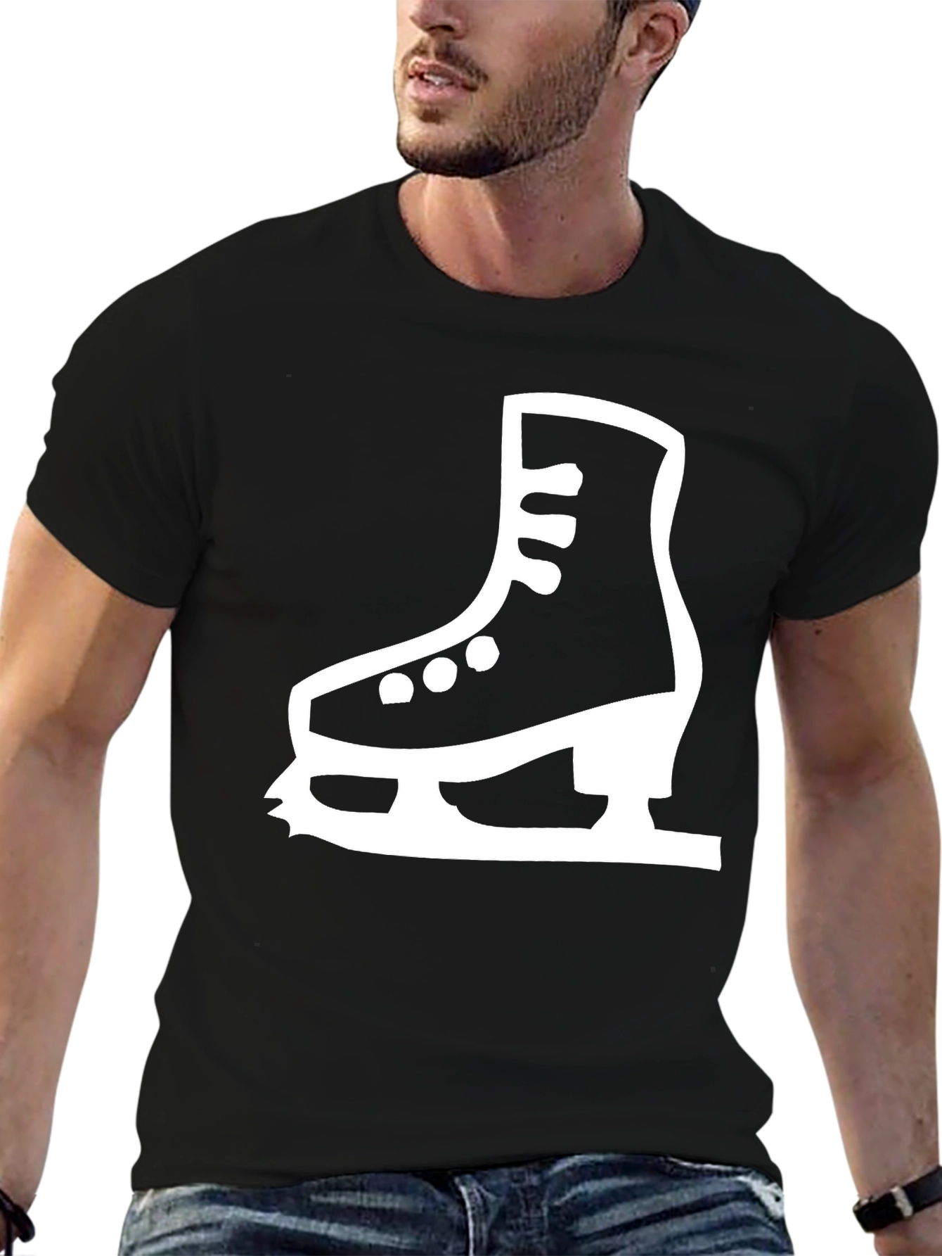 Ice Skate Graphic Tee - Black Cotton T-Shirt