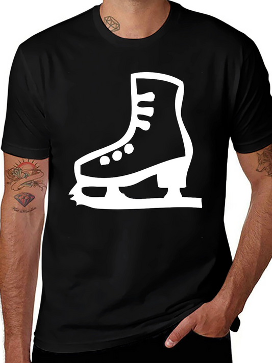 Ice Skate Graphic Tee - Black Cotton T-Shirt