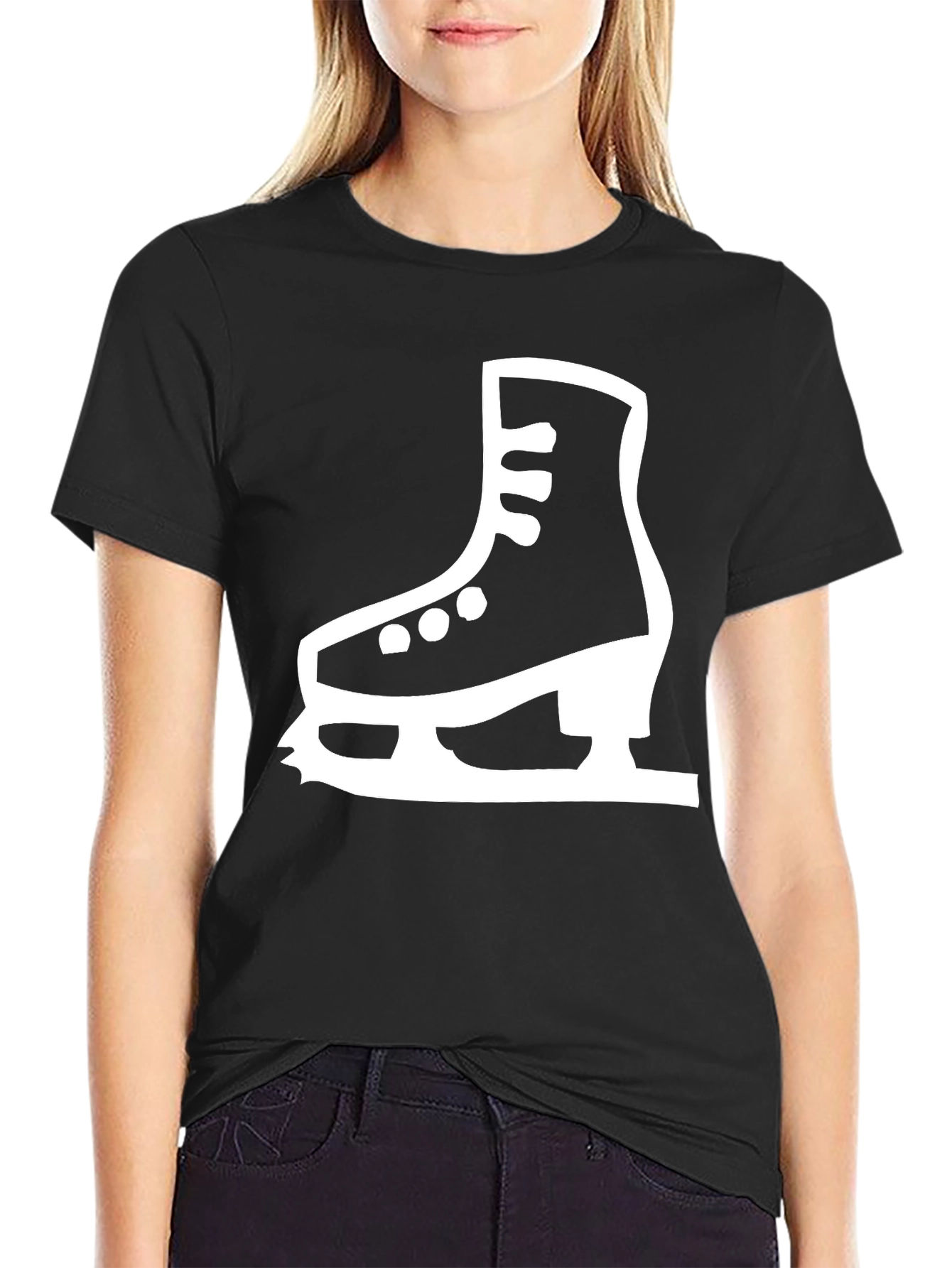 Ice Skate Graphic Tee - Black Cotton T-Shirt