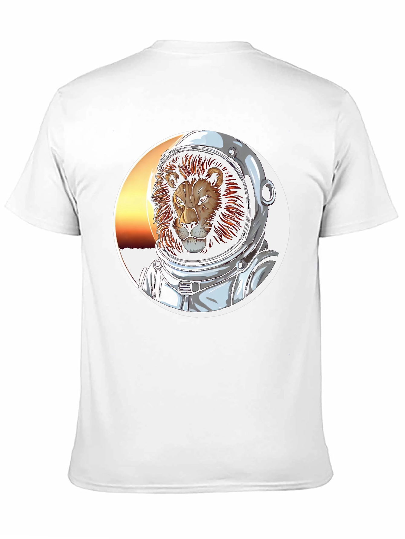 Lion Astronaut Graphic Print Black T-Shirt