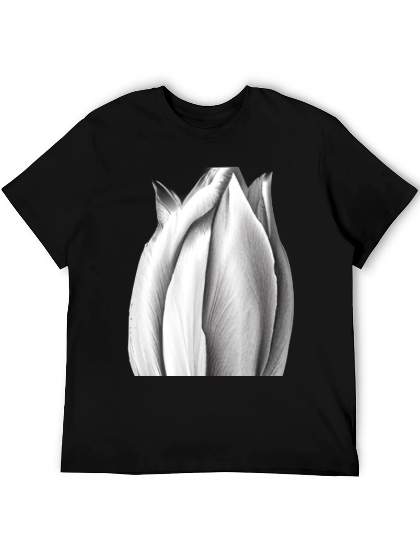Monochrome Tulip Tee - Artistic Flower Graphic