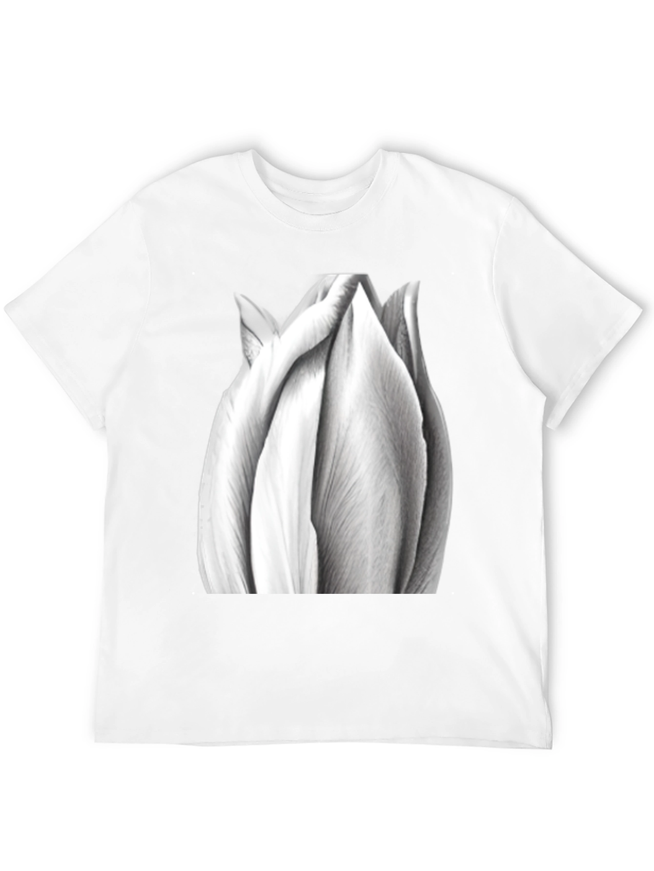 Monochrome Tulip Tee - Artistic Flower Graphic