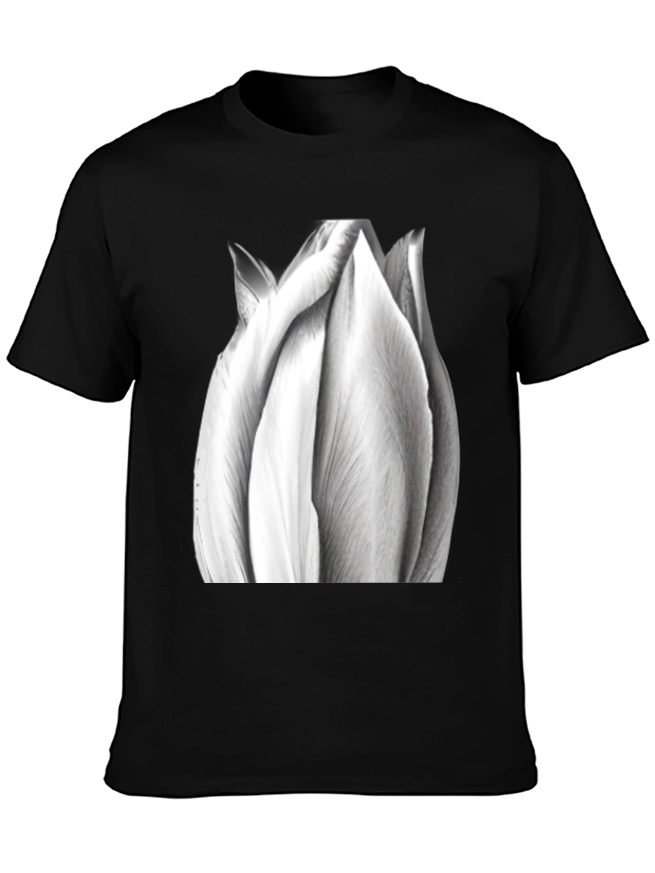 Monochrome Tulip Tee - Artistic Flower Graphic
