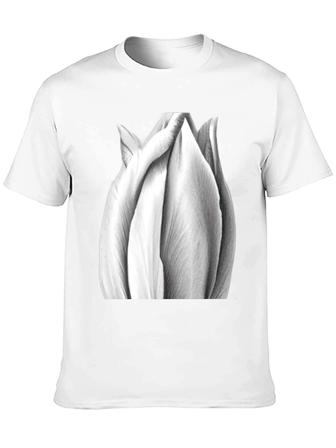 Monochrome Tulip Tee - Artistic Flower Graphic