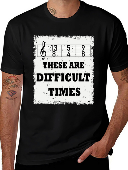 Difficult Times Ukulele T-Shirt - Black Cotton Tee
