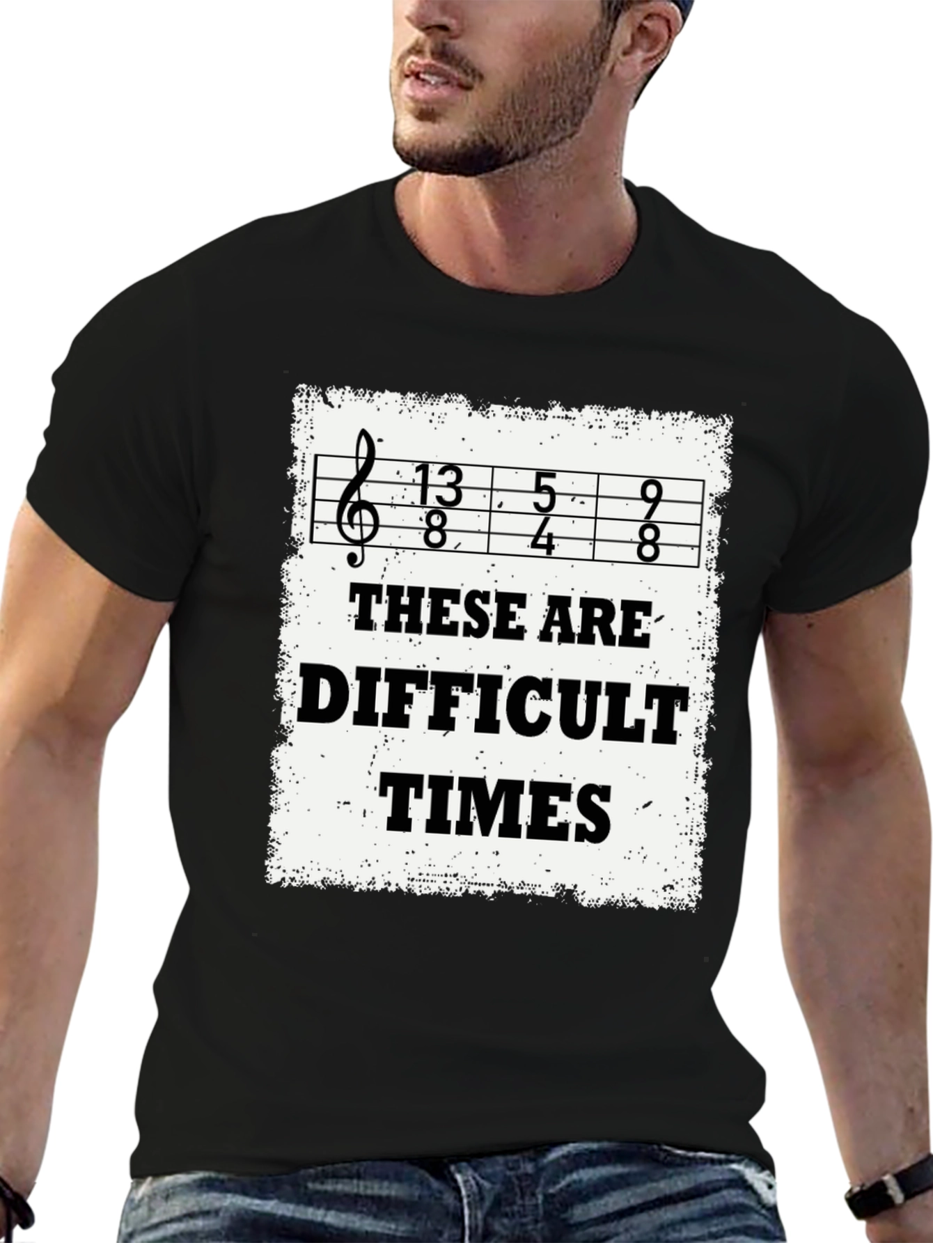 Difficult Times Ukulele T-Shirt - Black Cotton Tee