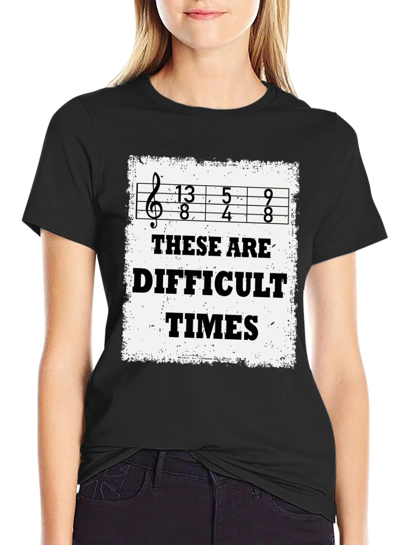Difficult Times Ukulele T-Shirt - Black Cotton Tee