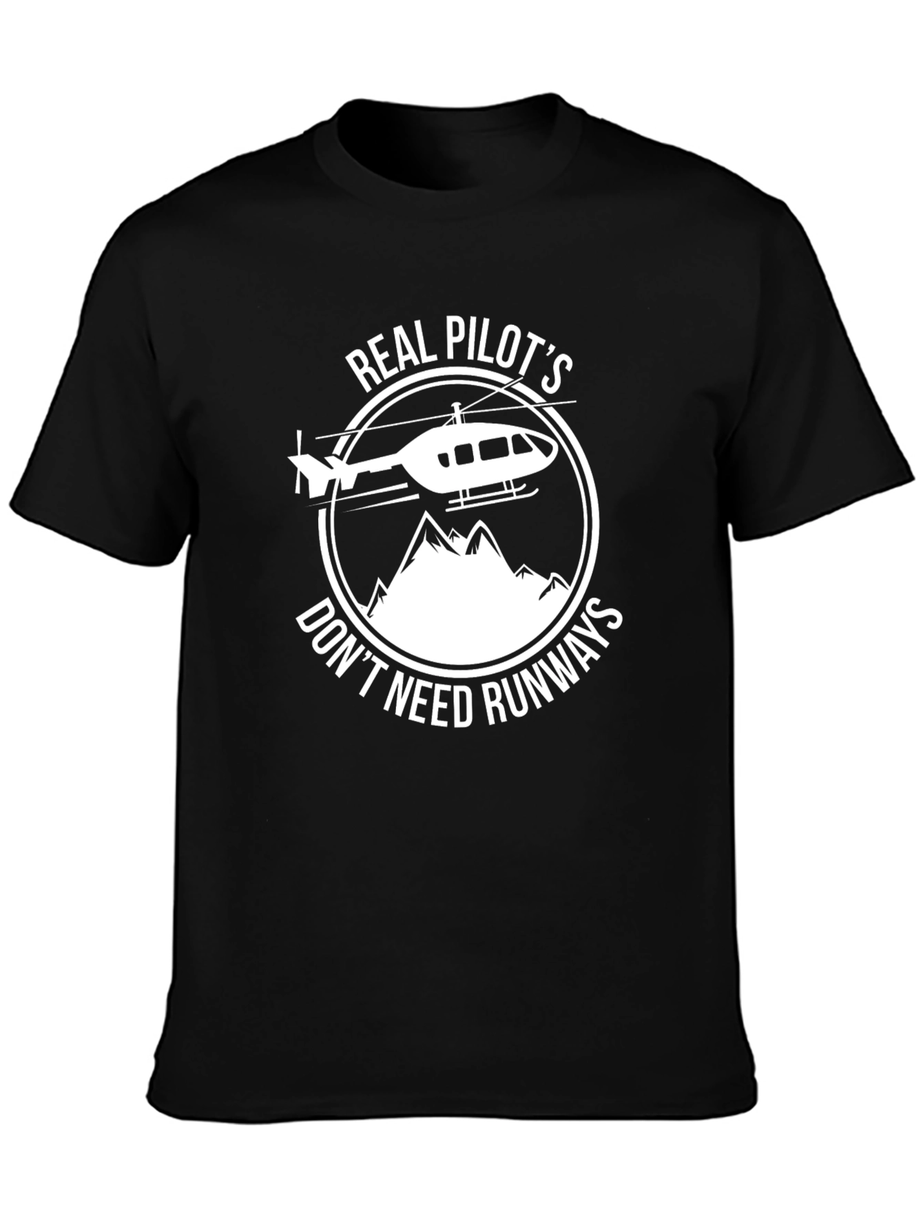 Real Pilots Helicopter T-Shirt - Black