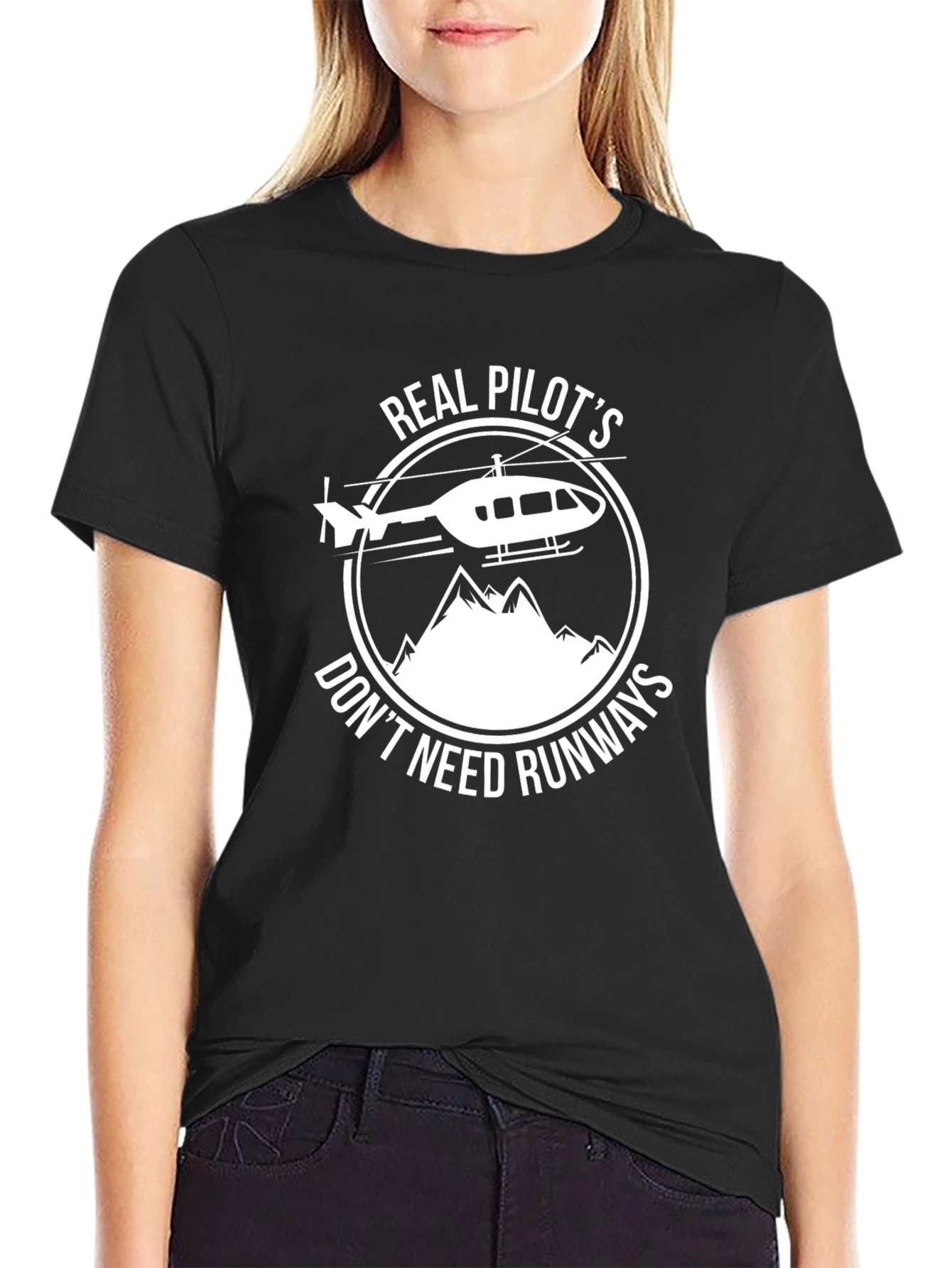 Real Pilots Helicopter T-Shirt - Black