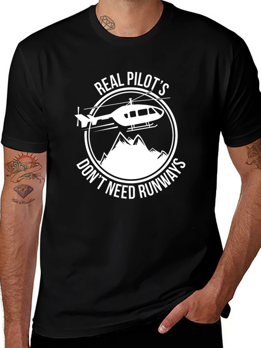 Real Pilots Helicopter T-Shirt - Black