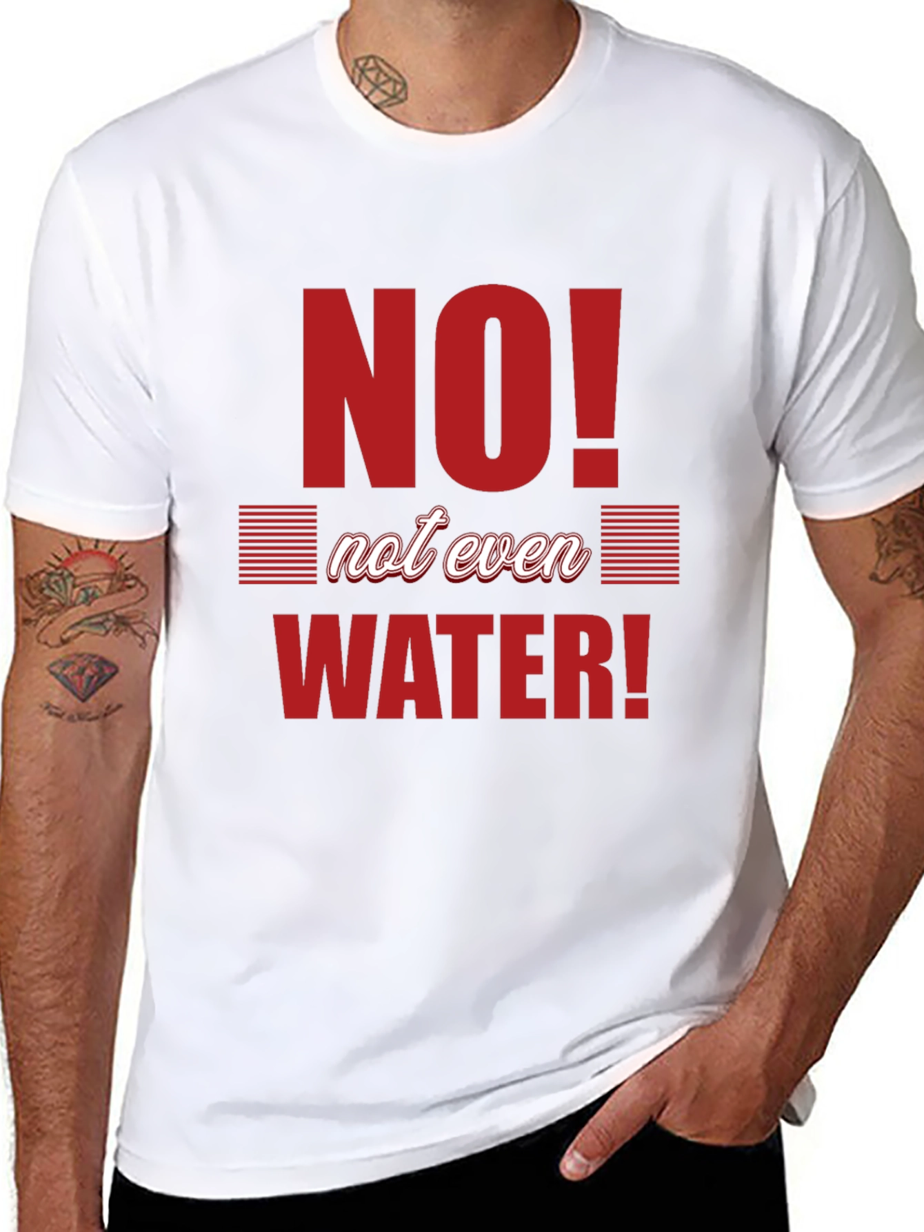 No Water T-Shirt - Black Crew Neck Graphic Tee