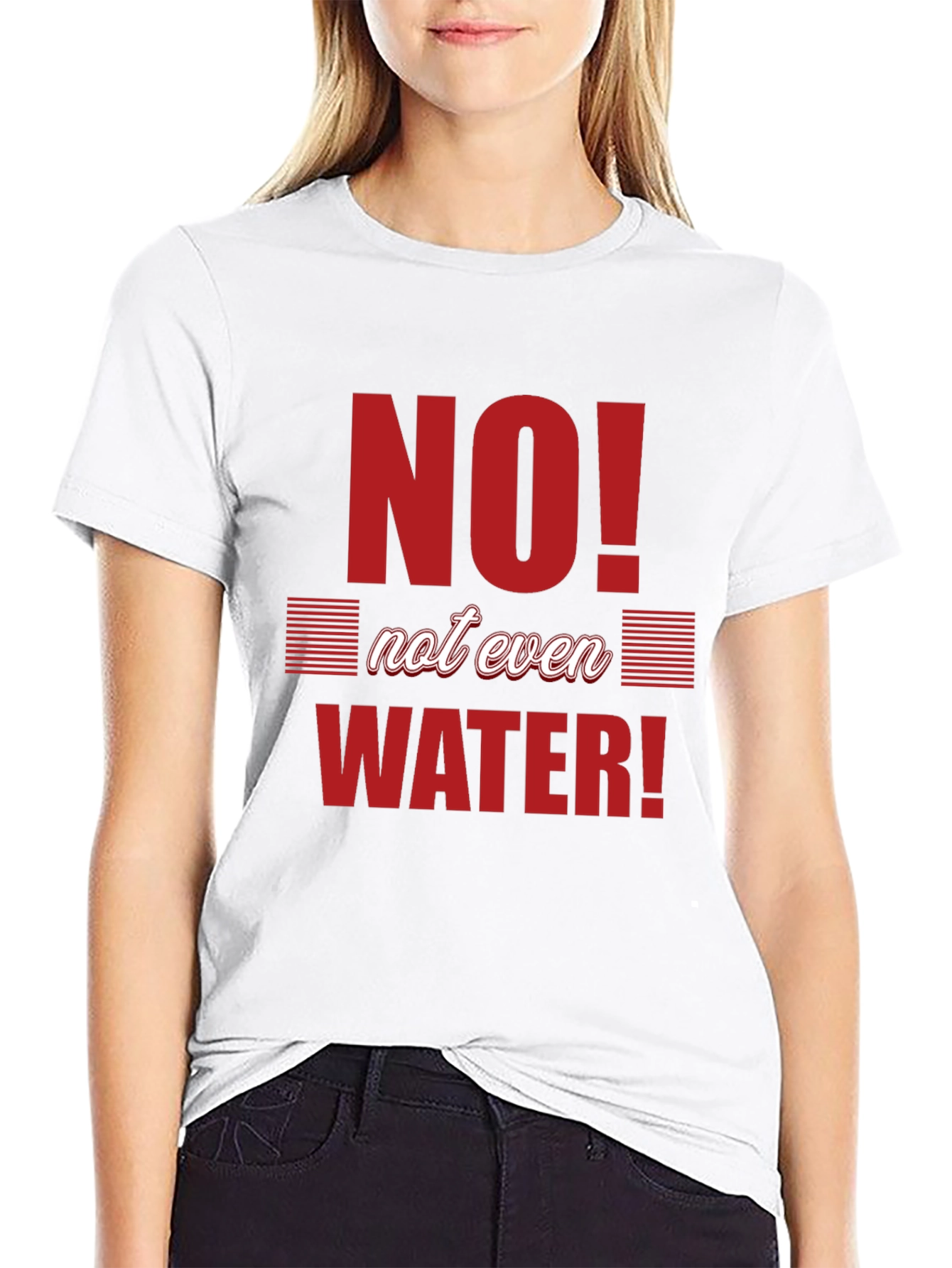 No Water T-Shirt - Black Crew Neck Graphic Tee