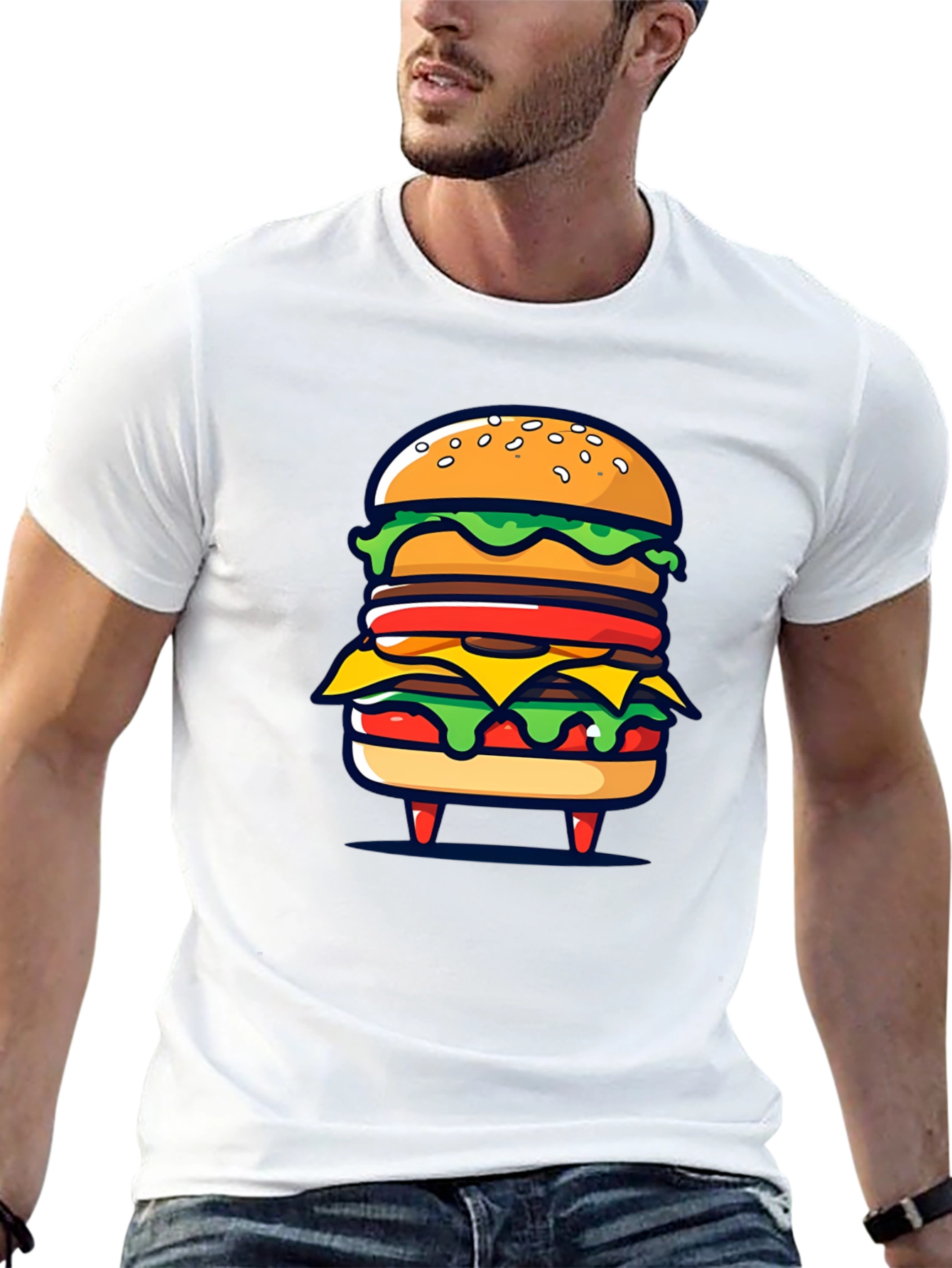 Burger Graphic Black T-Shirt