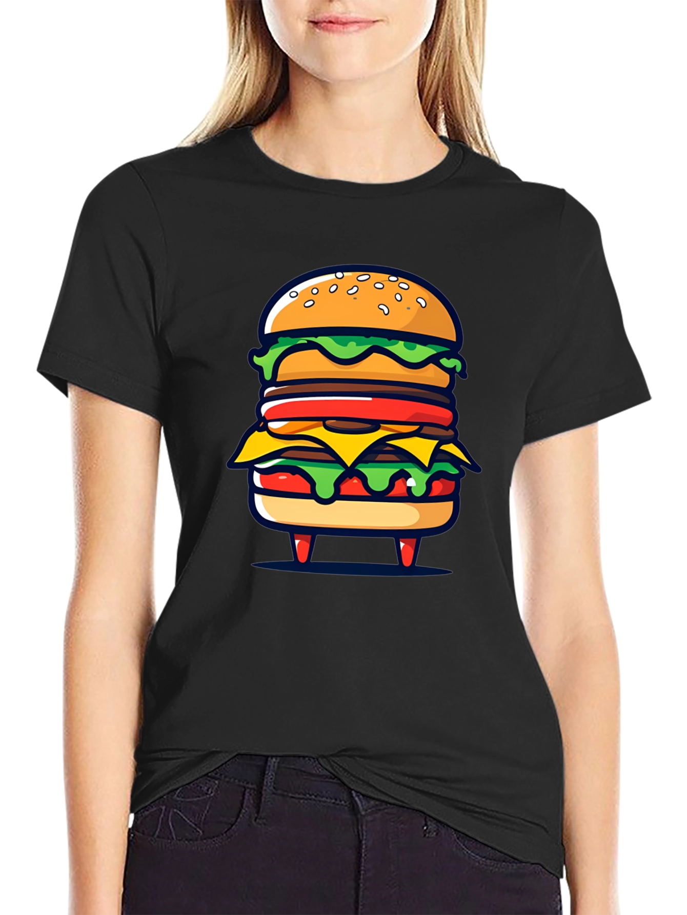 Burger Graphic Black T-Shirt