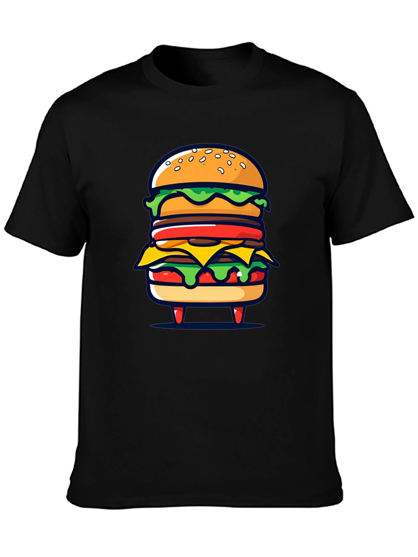 Burger Graphic Black T-Shirt