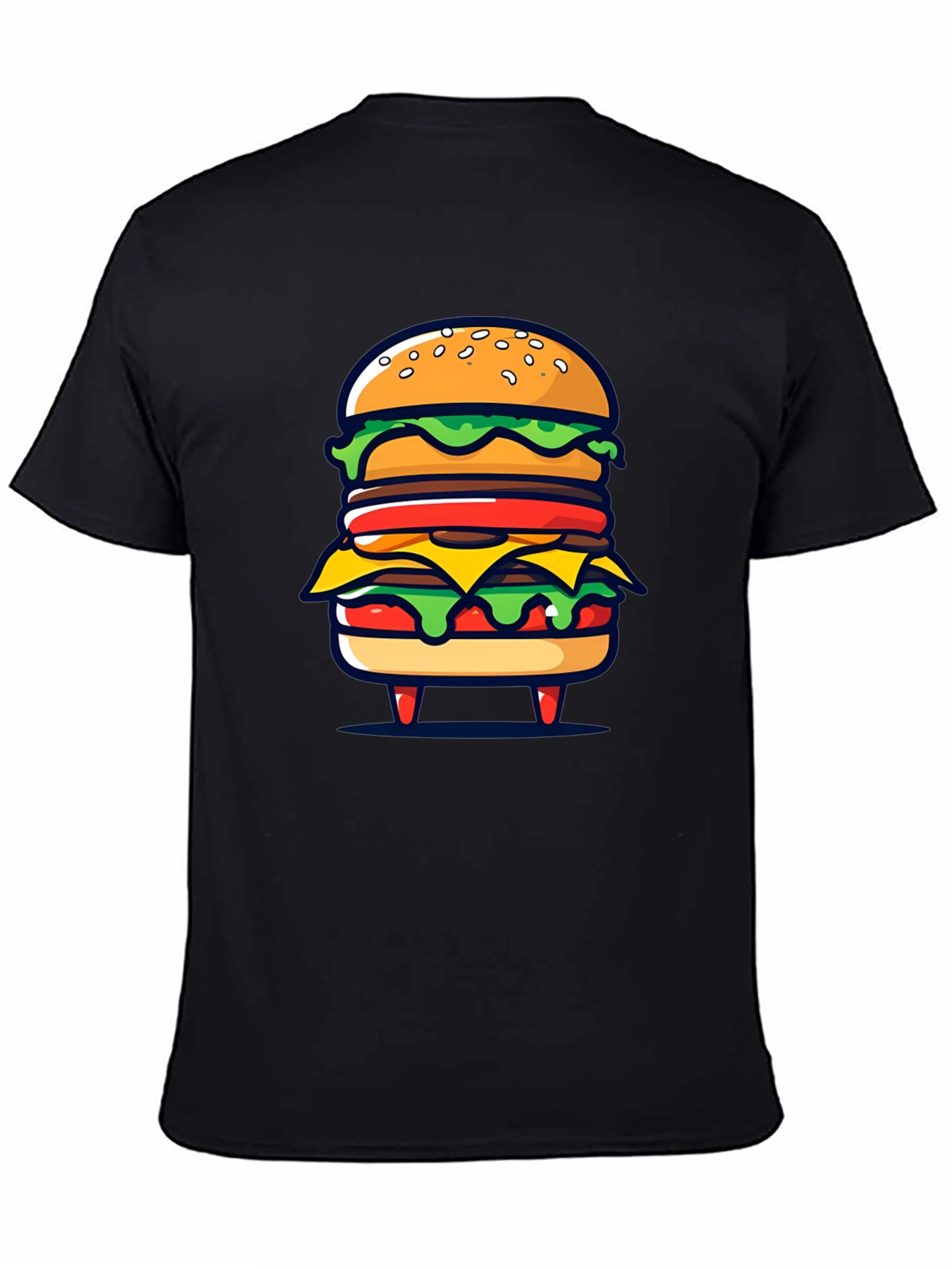 Burger Graphic Black T-Shirt
