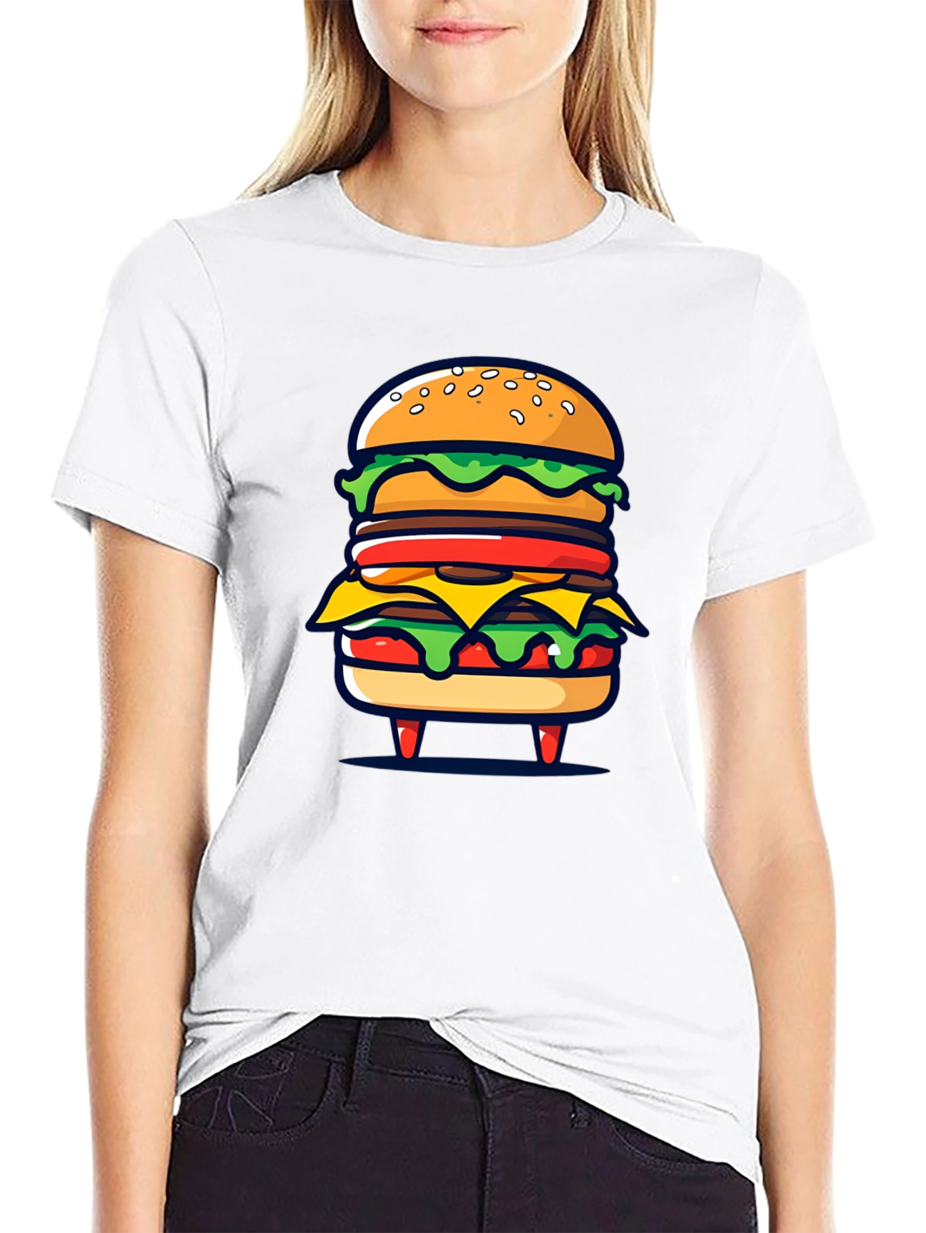 Burger Graphic Black T-Shirt
