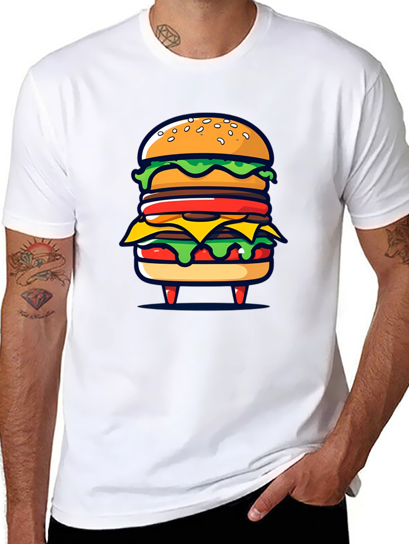 Burger Graphic Black T-Shirt
