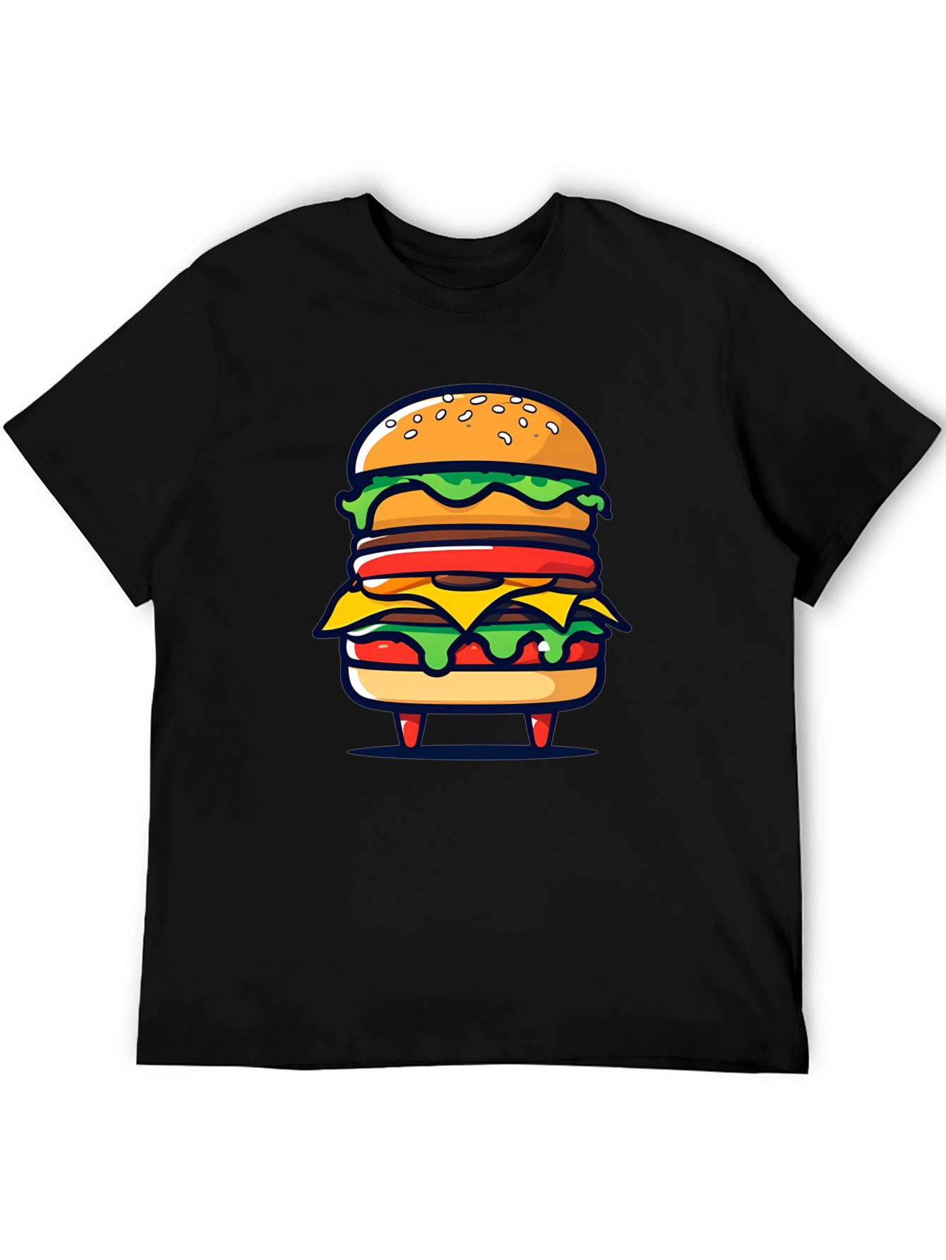 Burger Graphic Black T-Shirt