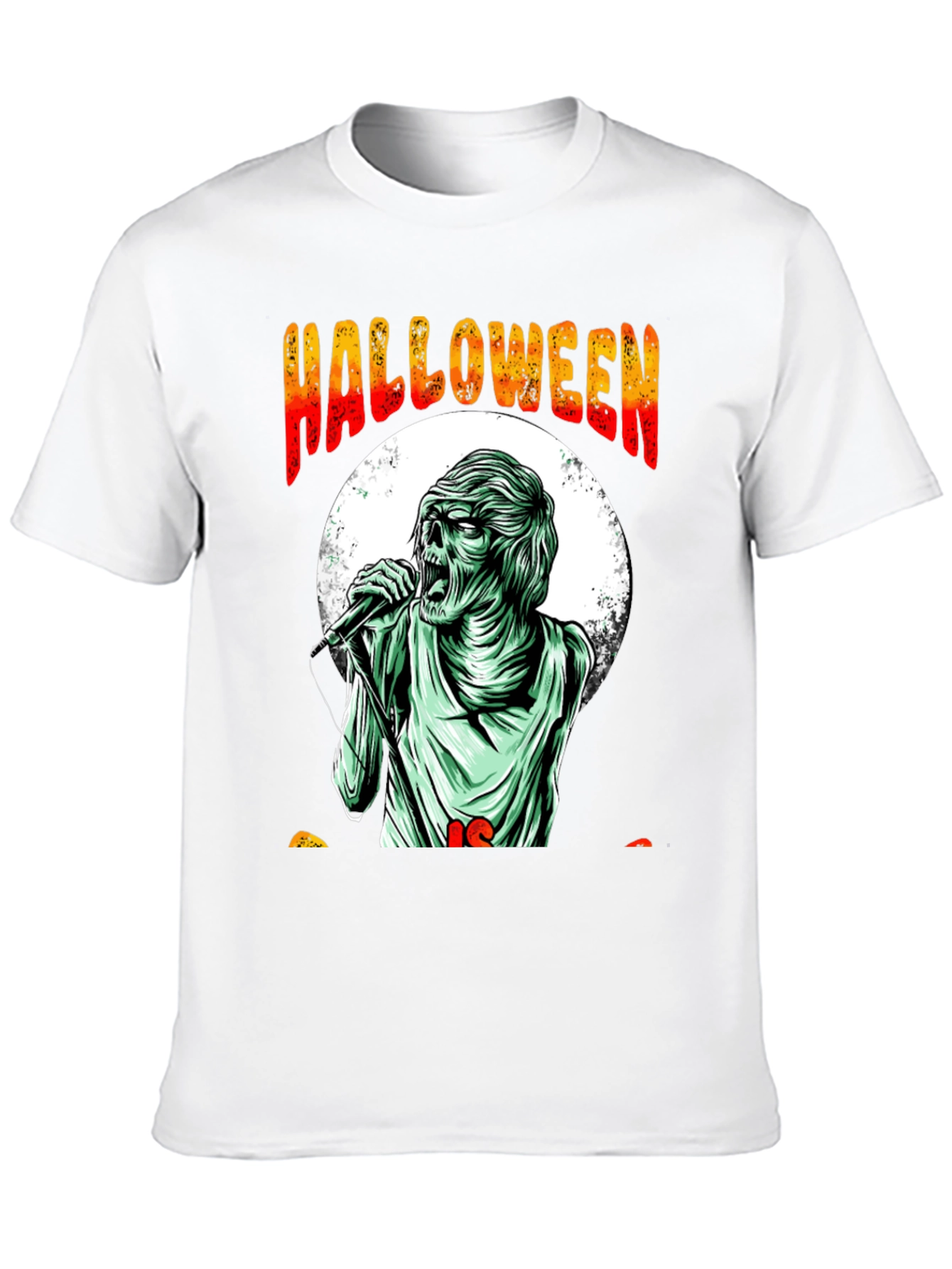 Halloween Zombie Singer Graphic Tee - Black