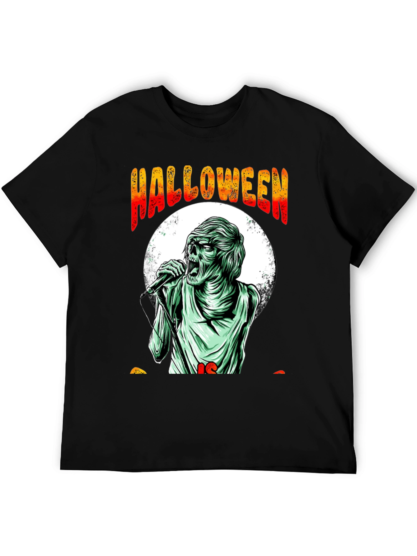 Halloween Zombie Singer Graphic Tee - Black