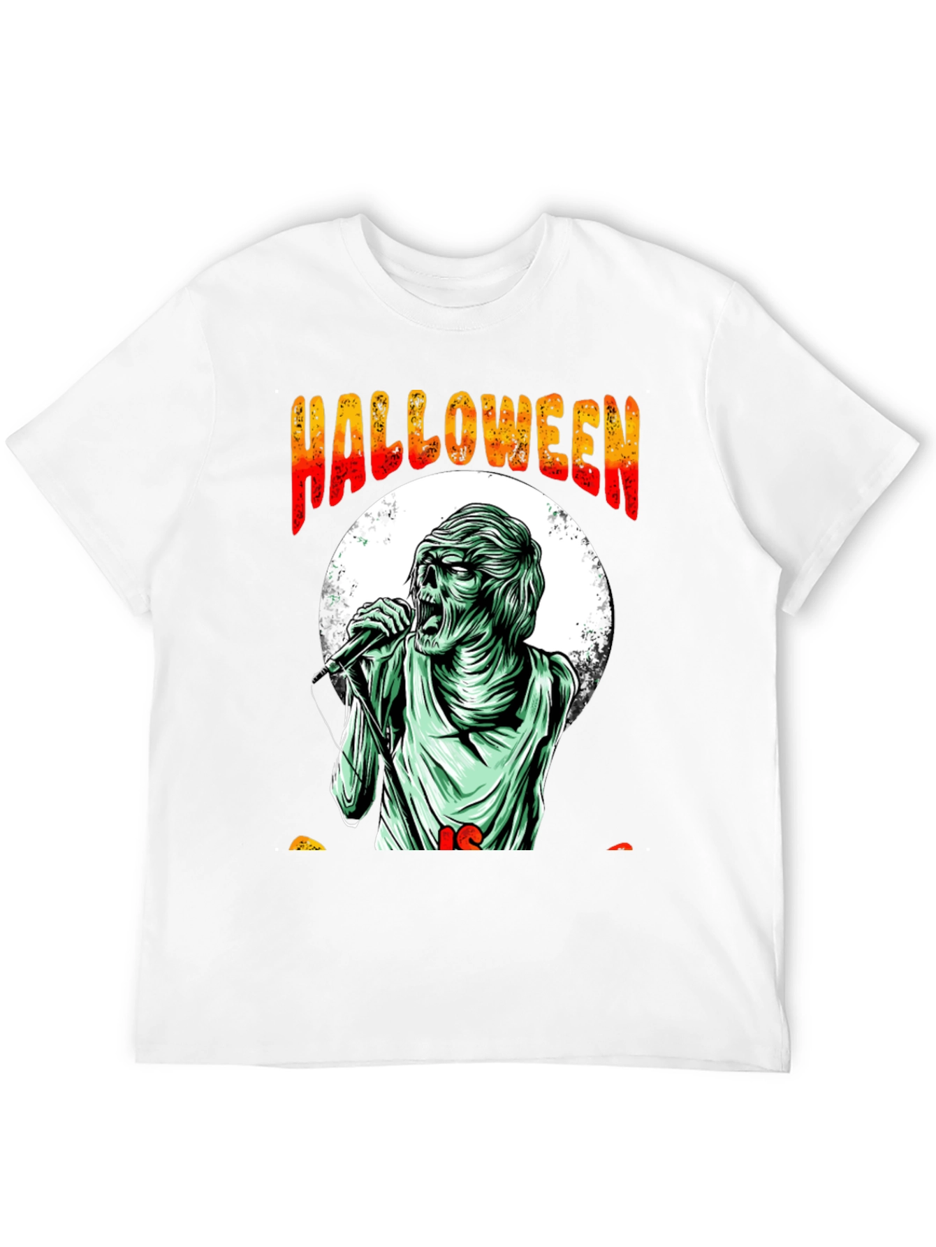 Halloween Zombie Singer Graphic Tee - Black