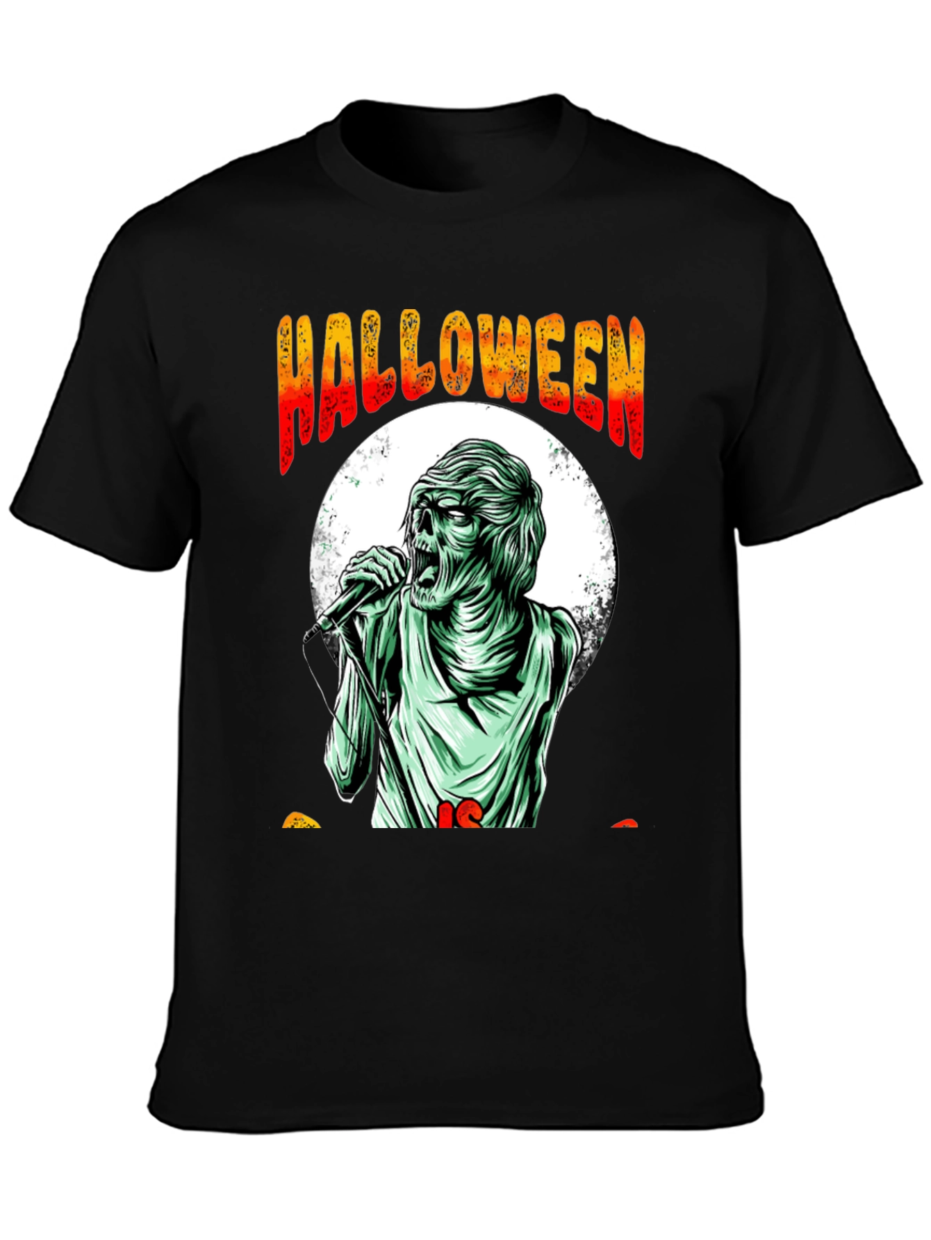 Halloween Zombie Singer Graphic Tee - Black