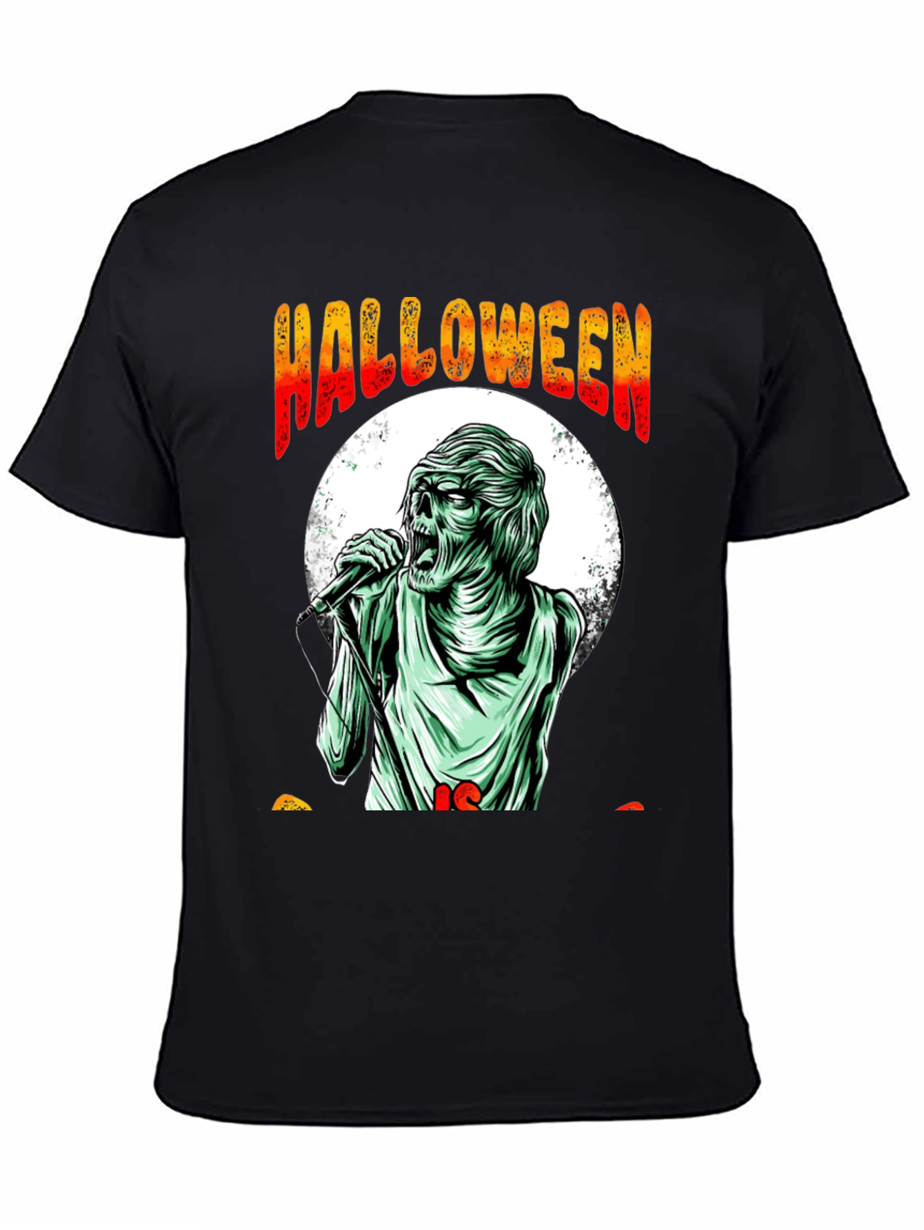 Halloween Zombie Singer Graphic Tee - Black