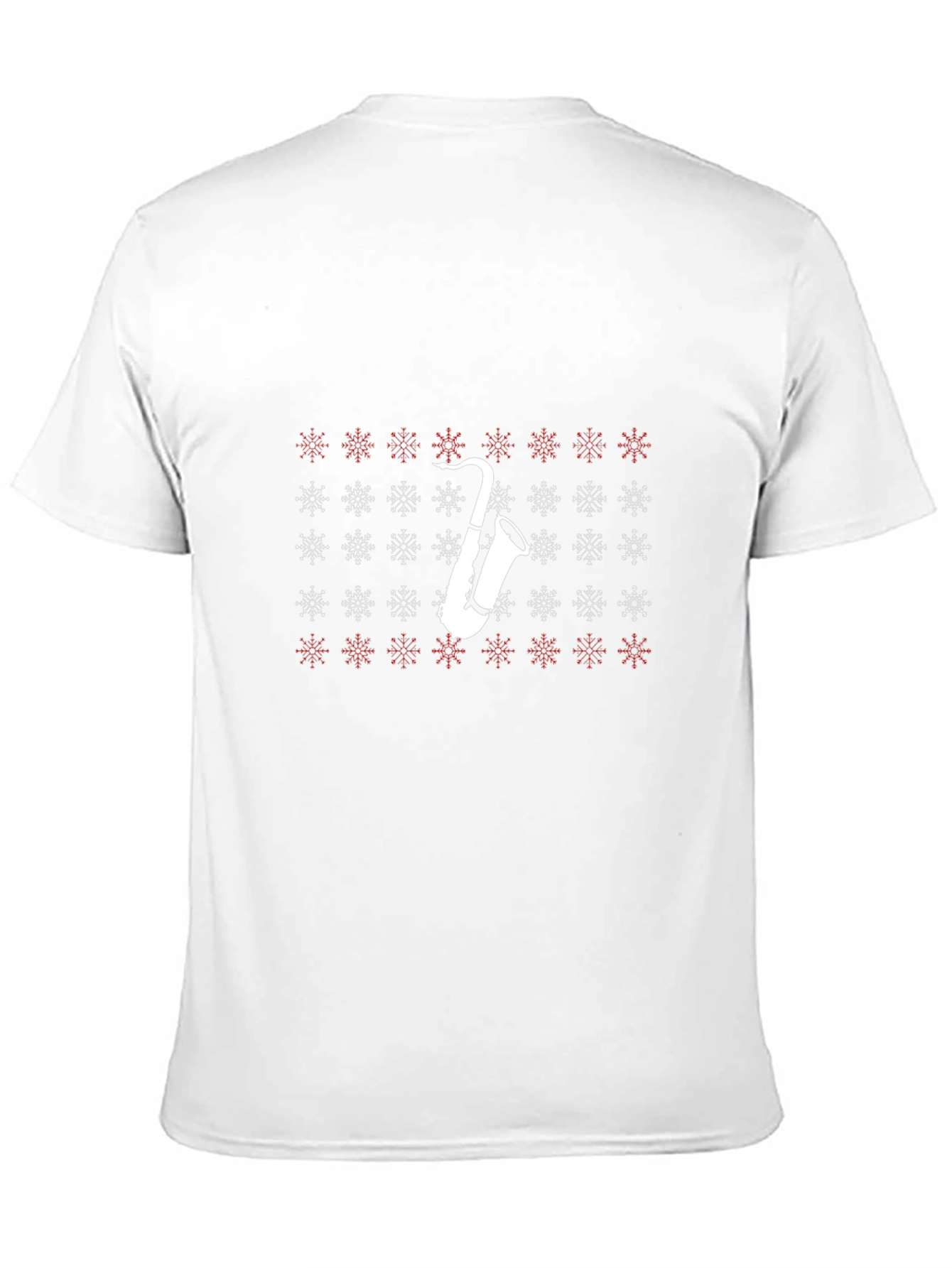 Saxophone Snowflake Pattern Black T-Shirt