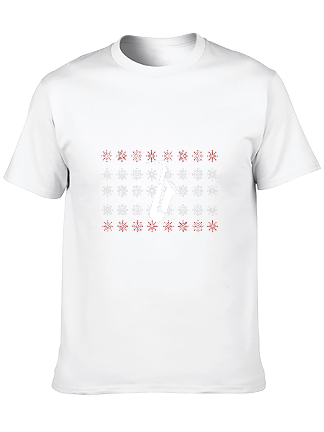 Saxophone Snowflake Pattern Black T-Shirt