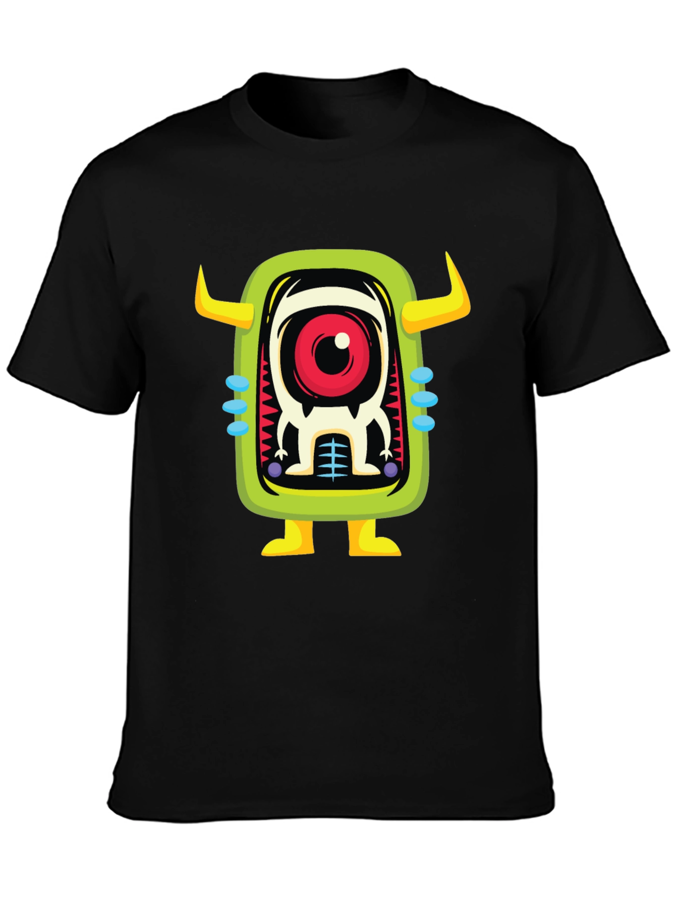 Cartoon Monster Graphic Print Black T-Shirt