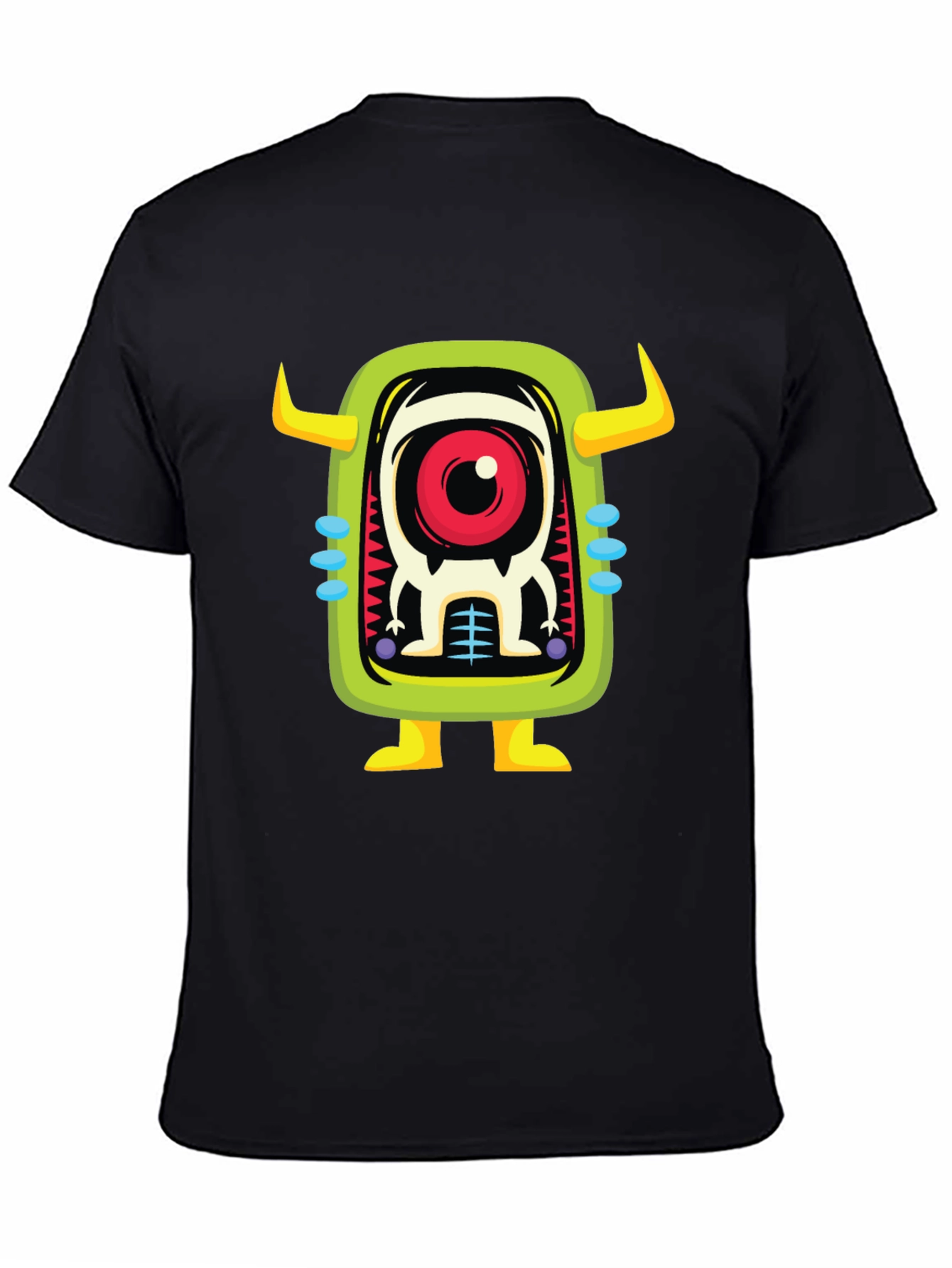 Cartoon Monster Graphic Print Black T-Shirt