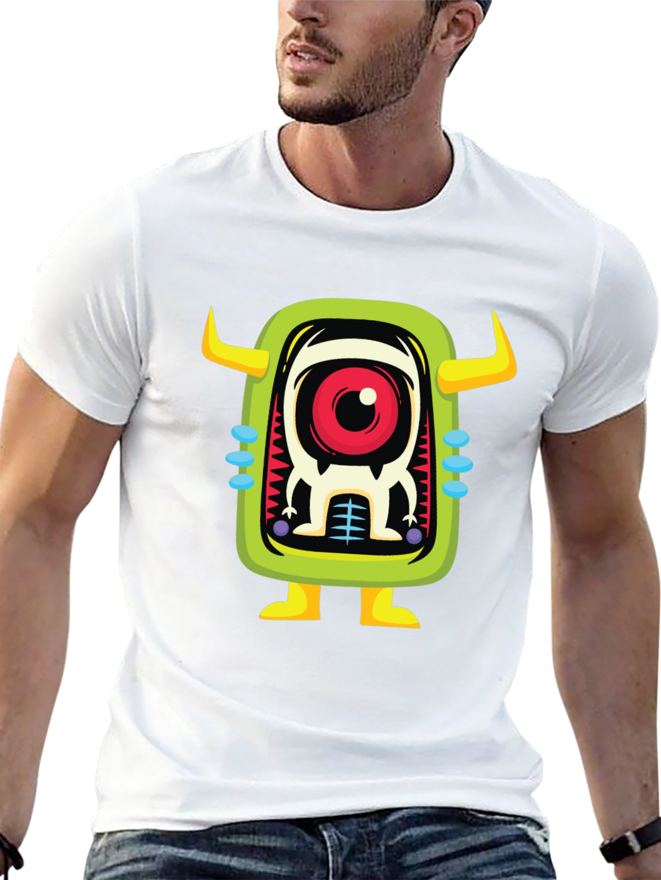 Cartoon Monster Graphic Print Black T-Shirt