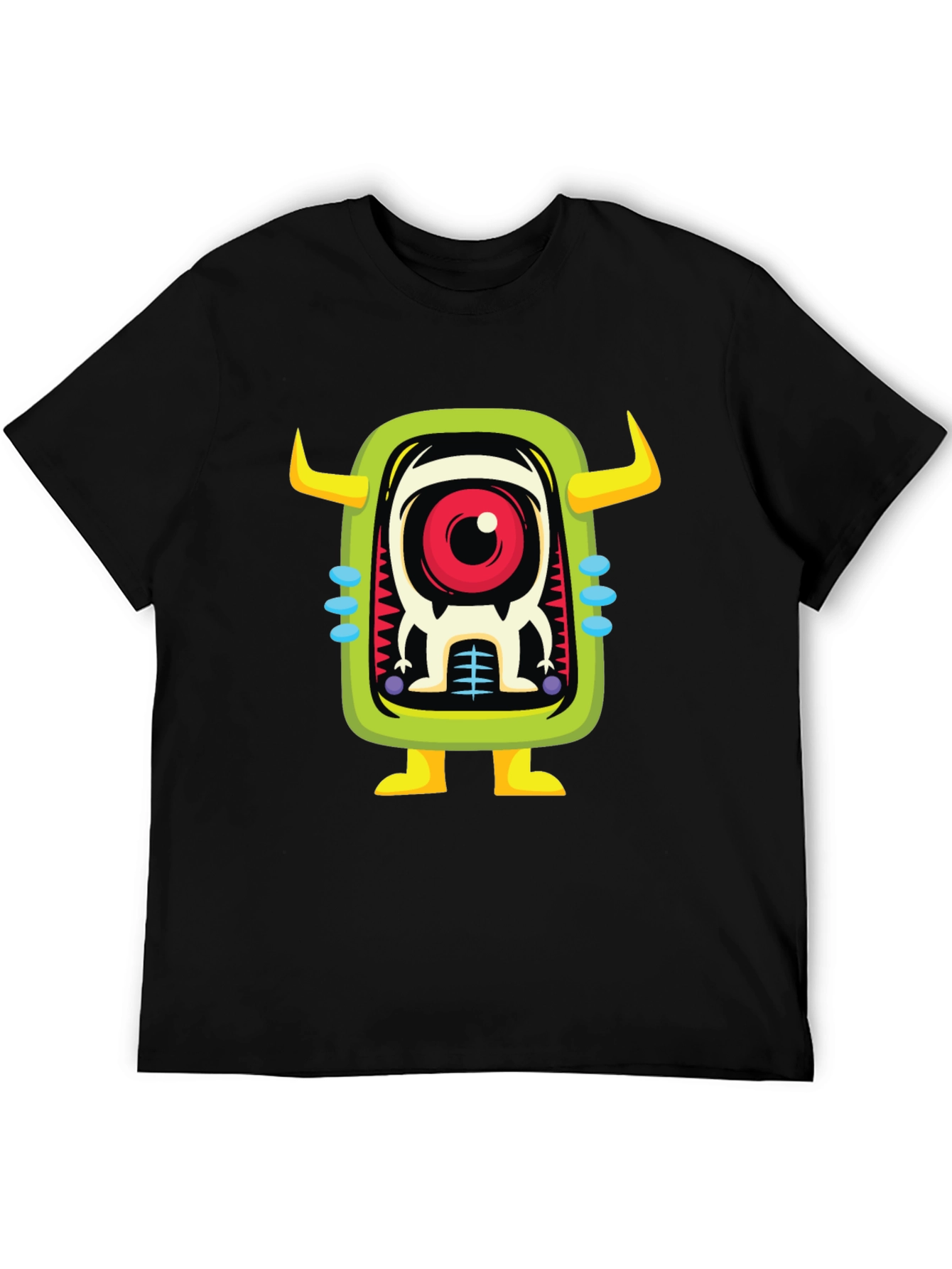 Cartoon Monster Graphic Print Black T-Shirt