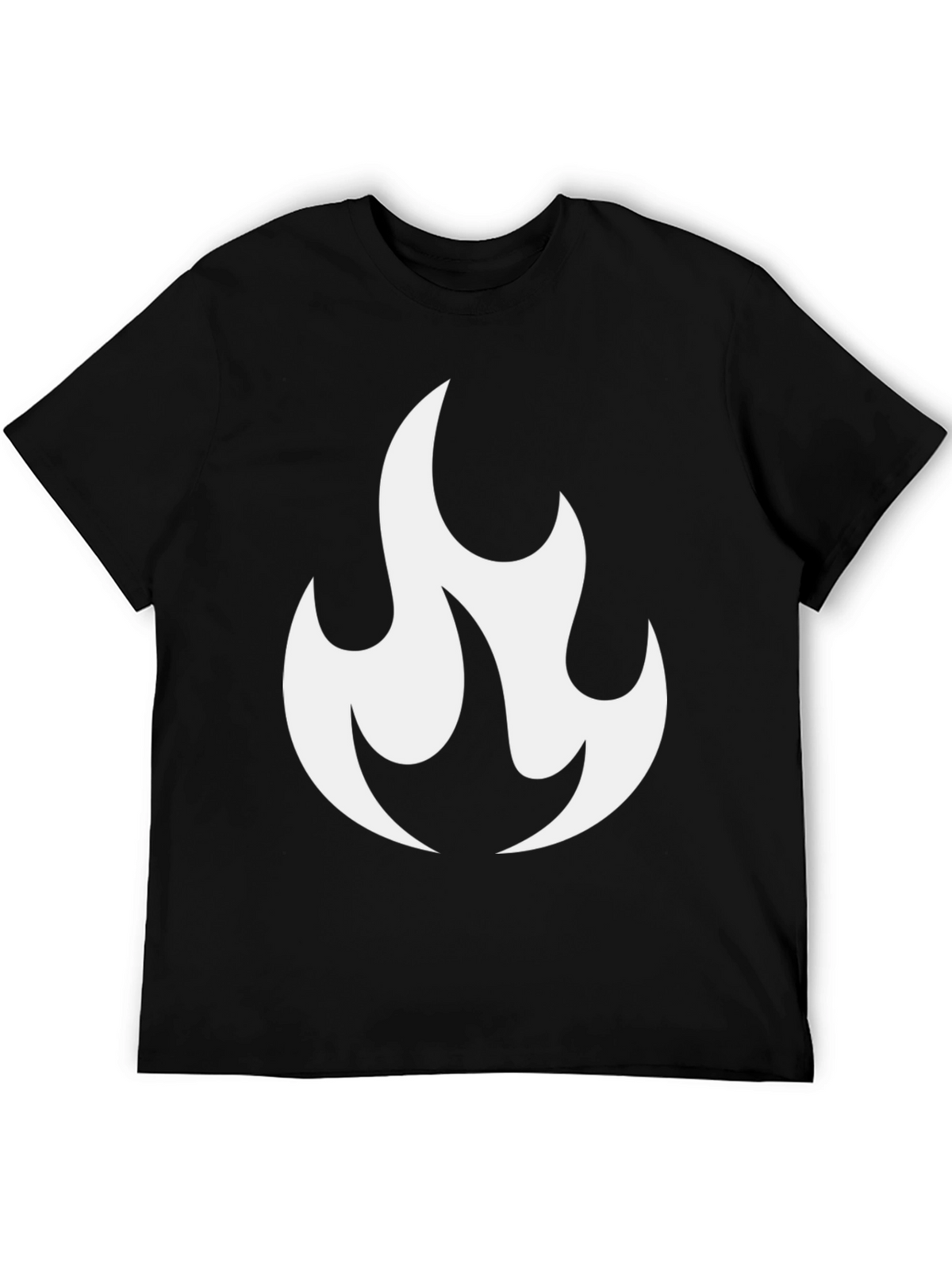 Black T-Shirt with White Flame Graphic